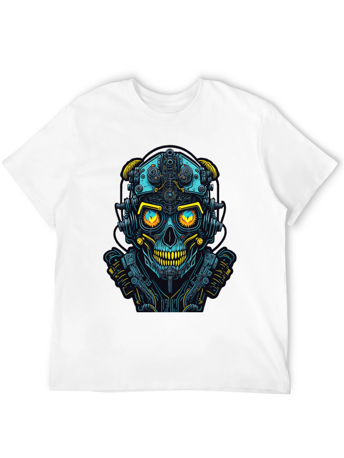 Cyberpunk Skull Graphic Tee - Futuristic Style