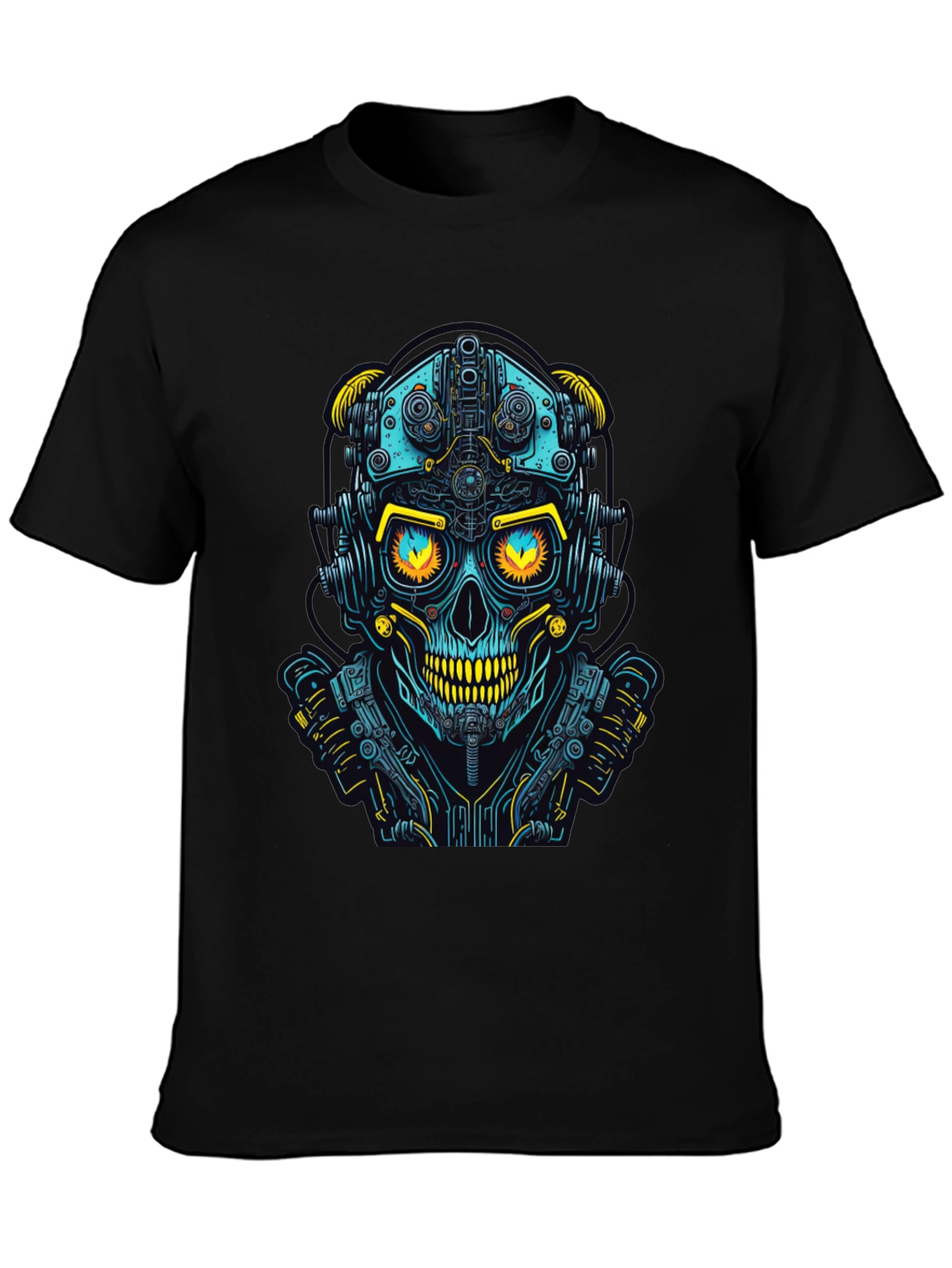 Cyberpunk Skull Graphic Tee - Futuristic Style