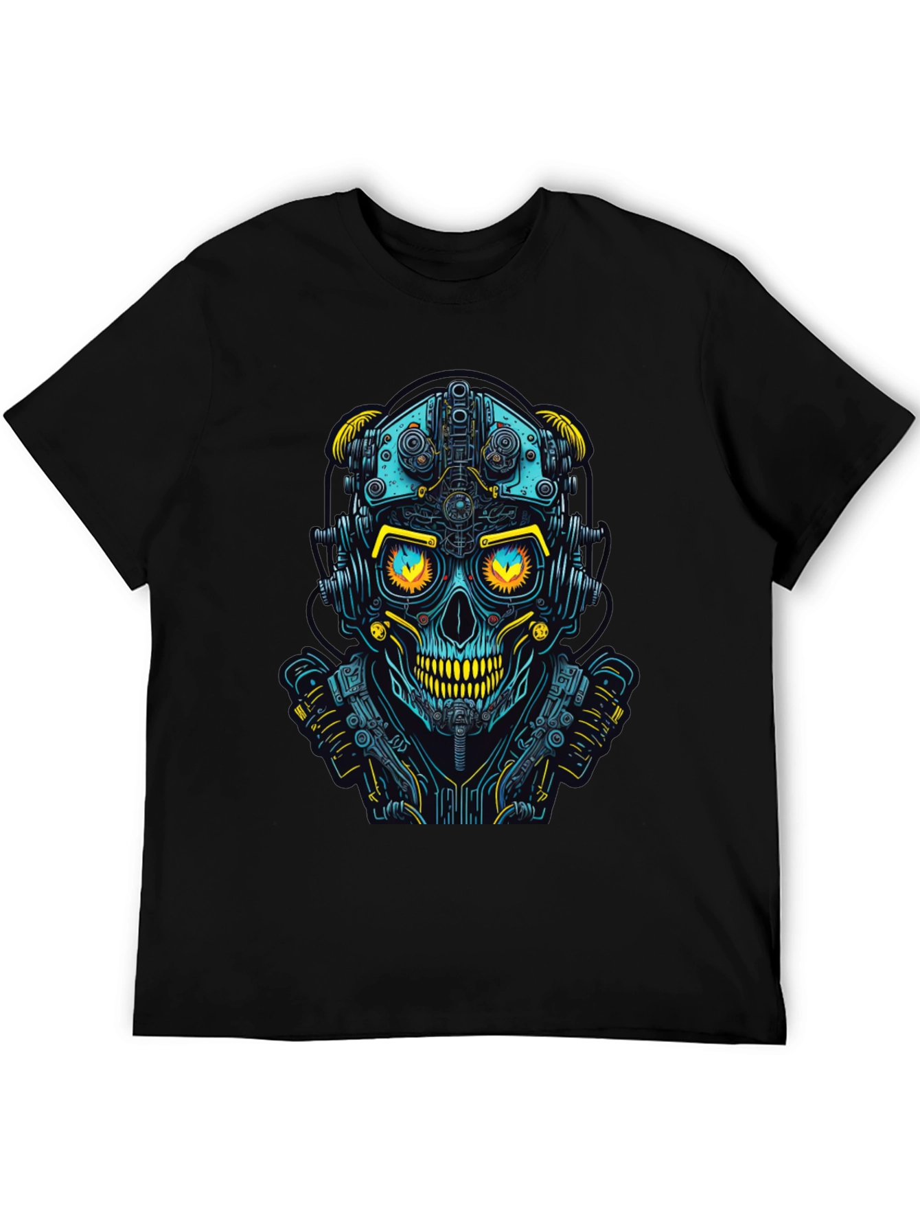 Cyberpunk Skull Graphic Tee - Futuristic Style