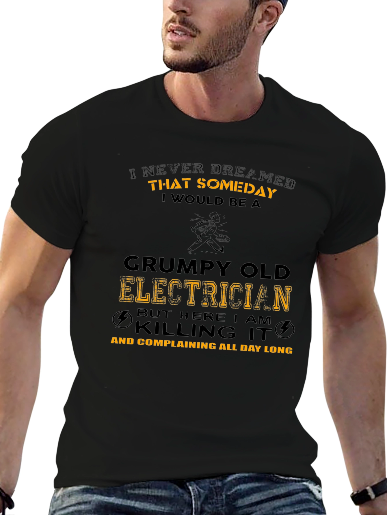 Grumpy Old Electrician T-Shirt Funny Job Tee