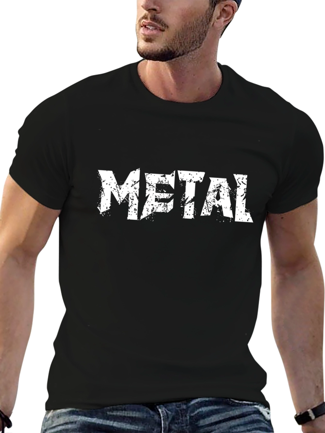 Metal Music Graphic Print Black T-Shirt