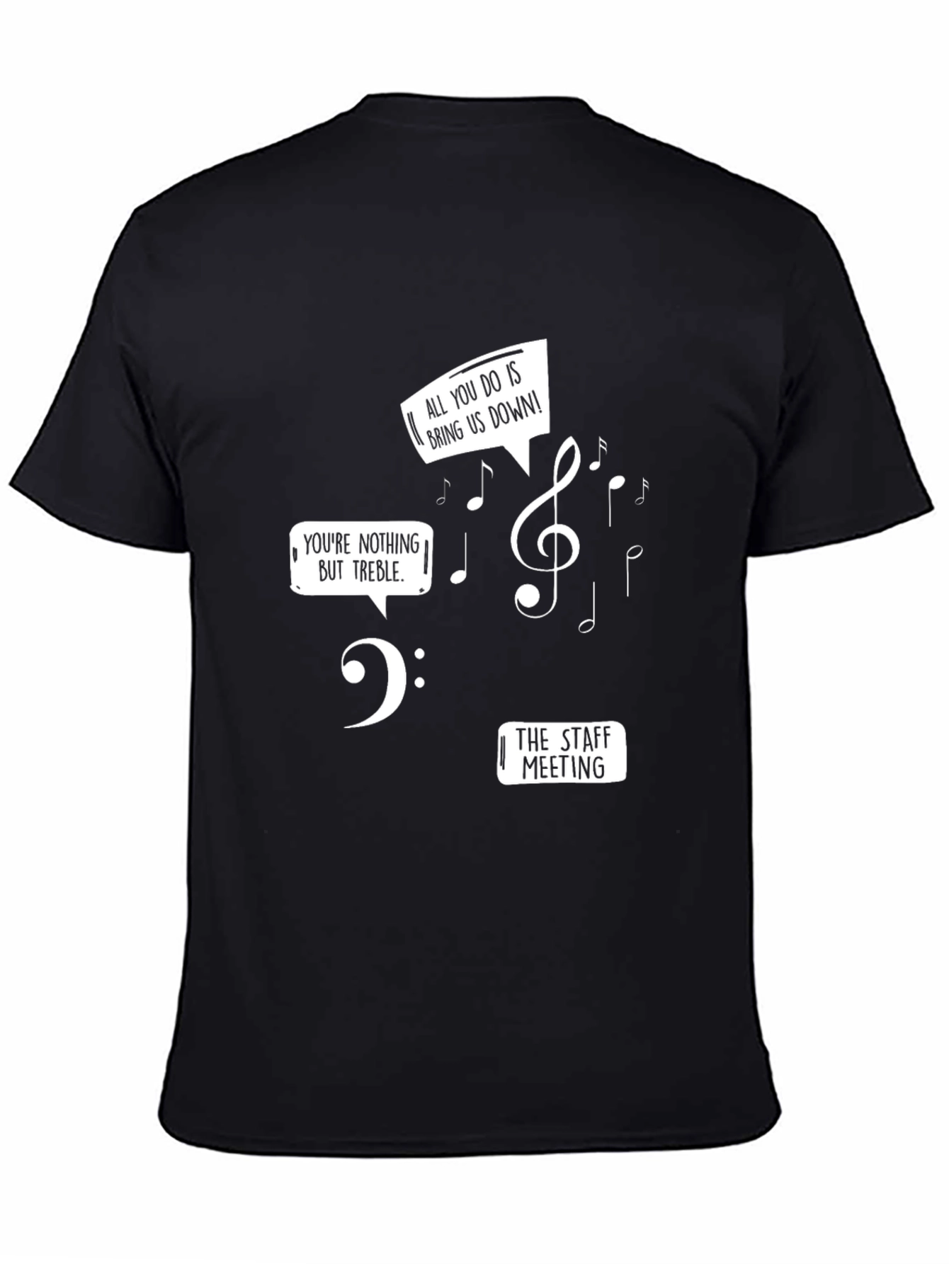 Musical Pun T-Shirt - Treble & Bass Staff Meeting