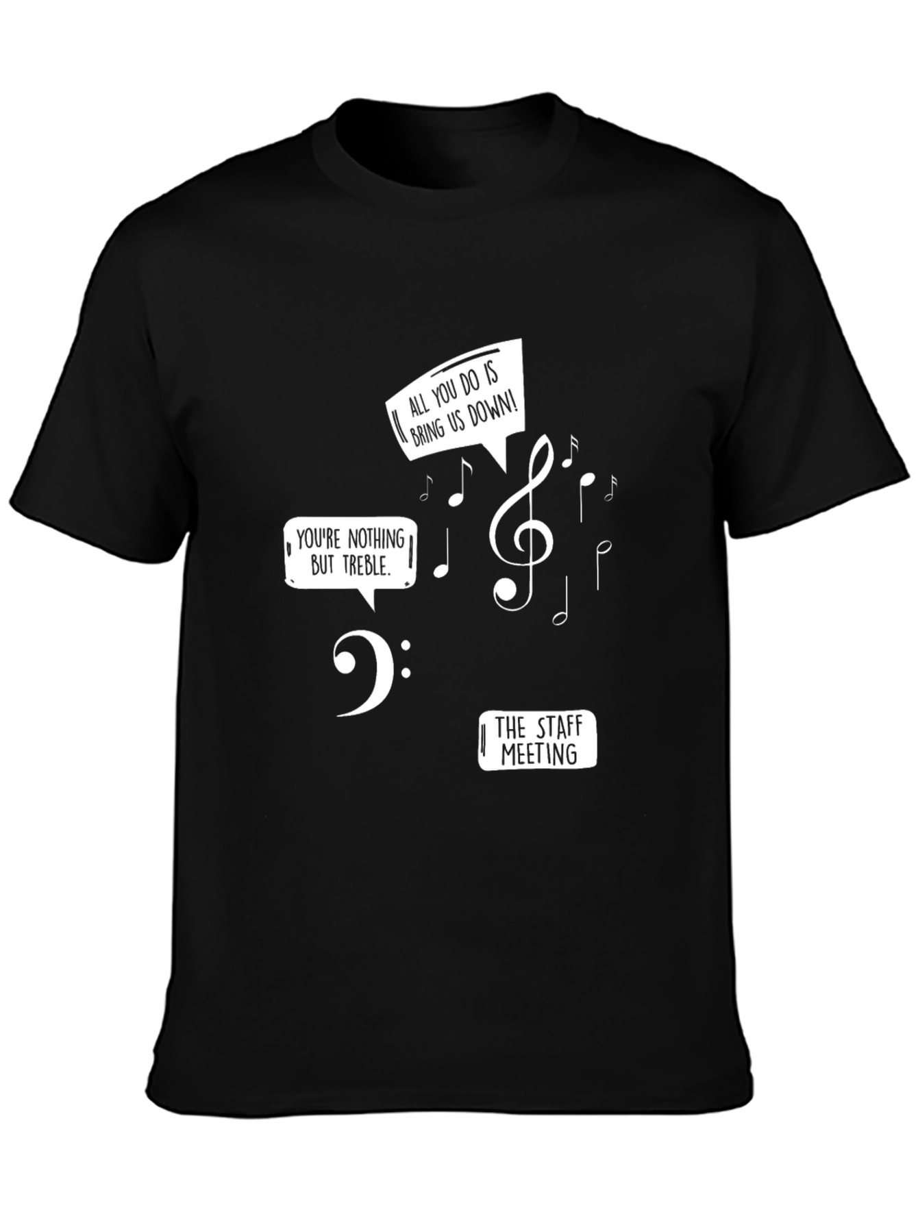 Musical Pun T-Shirt - Treble & Bass Staff Meeting
