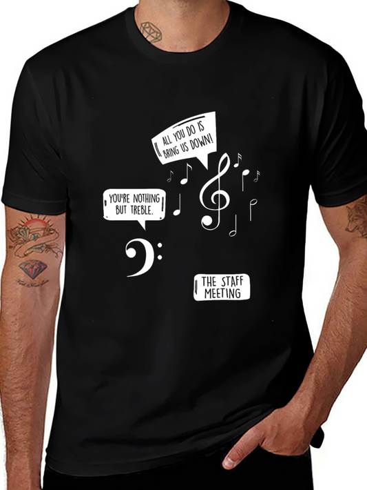 Musical Pun T-Shirt - Treble & Bass Staff Meeting
