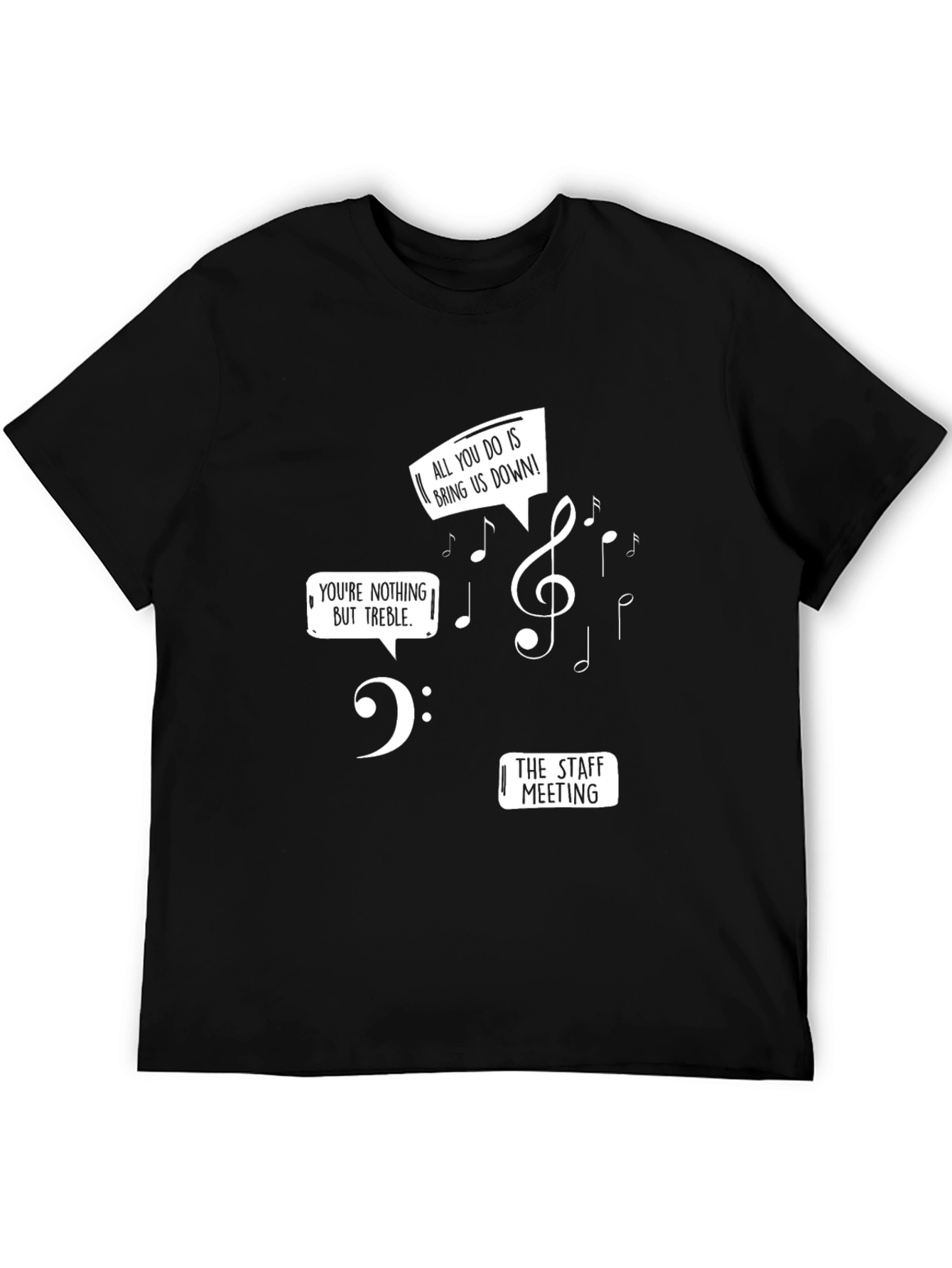 Musical Pun T-Shirt - Treble & Bass Staff Meeting