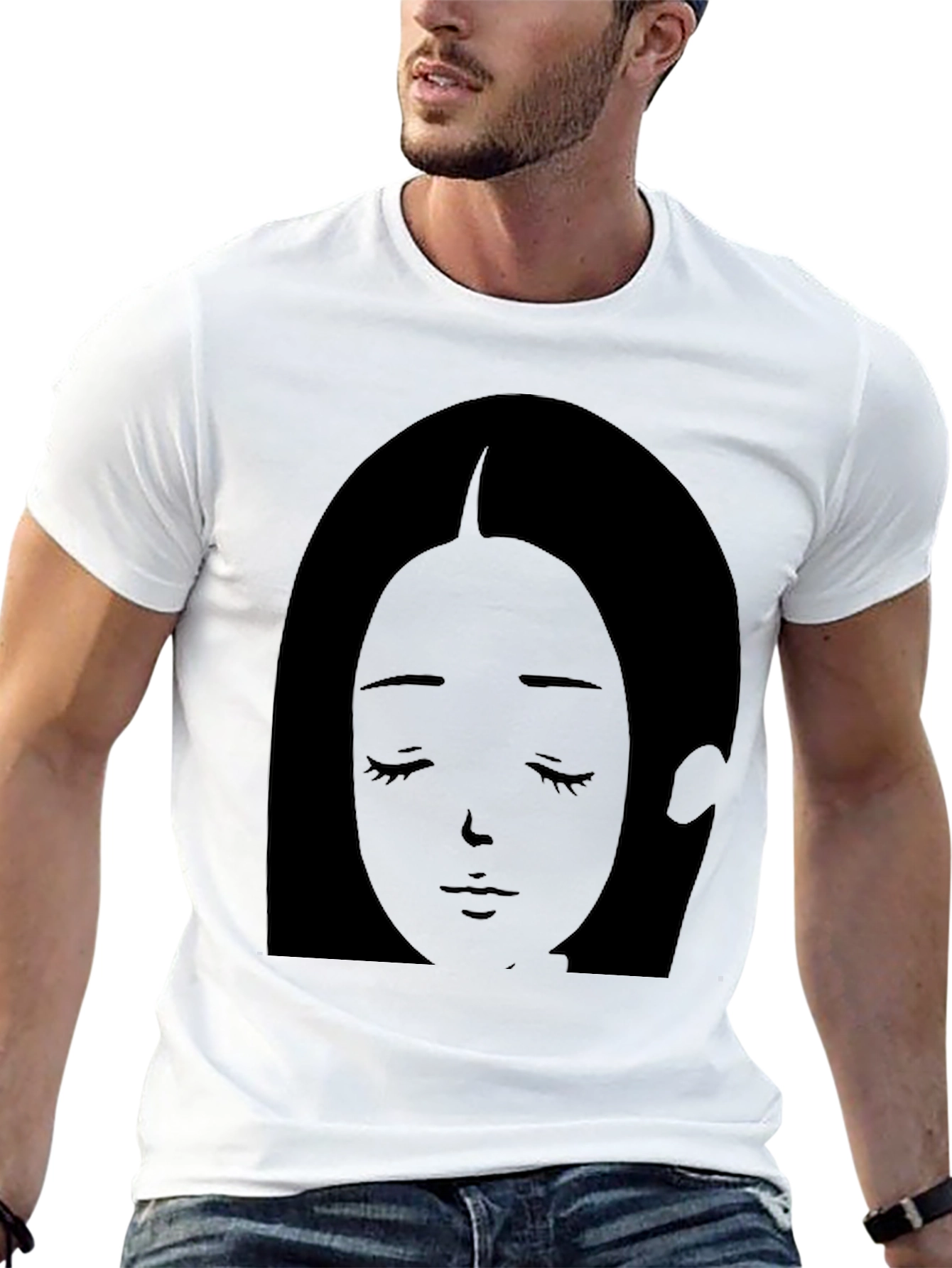 Anime Girl Graphic Tee - Soft Black Cotton T-Shirt