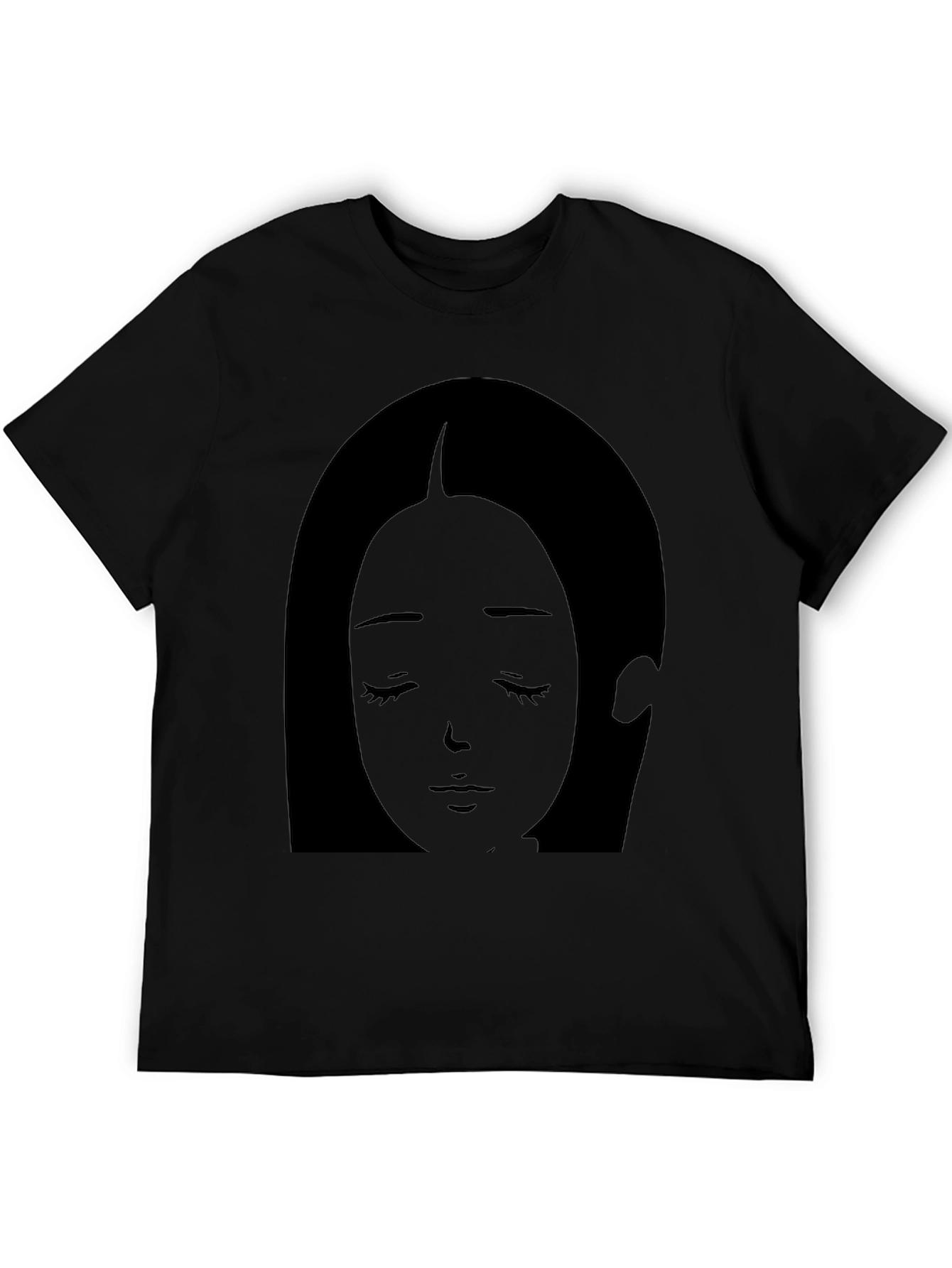 Anime Girl Graphic Tee - Soft Black Cotton T-Shirt
