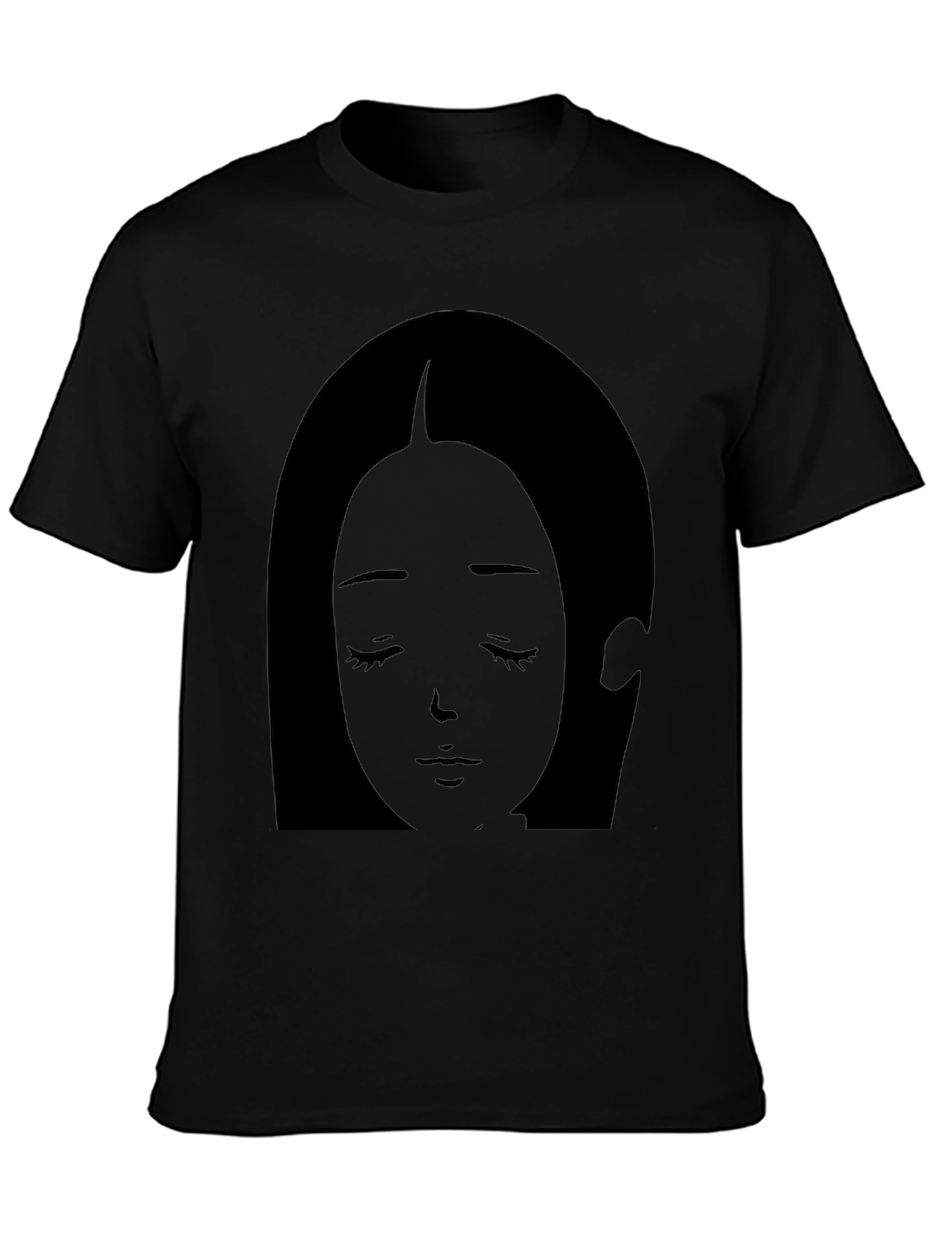 Anime Girl Graphic Tee - Soft Black Cotton T-Shirt