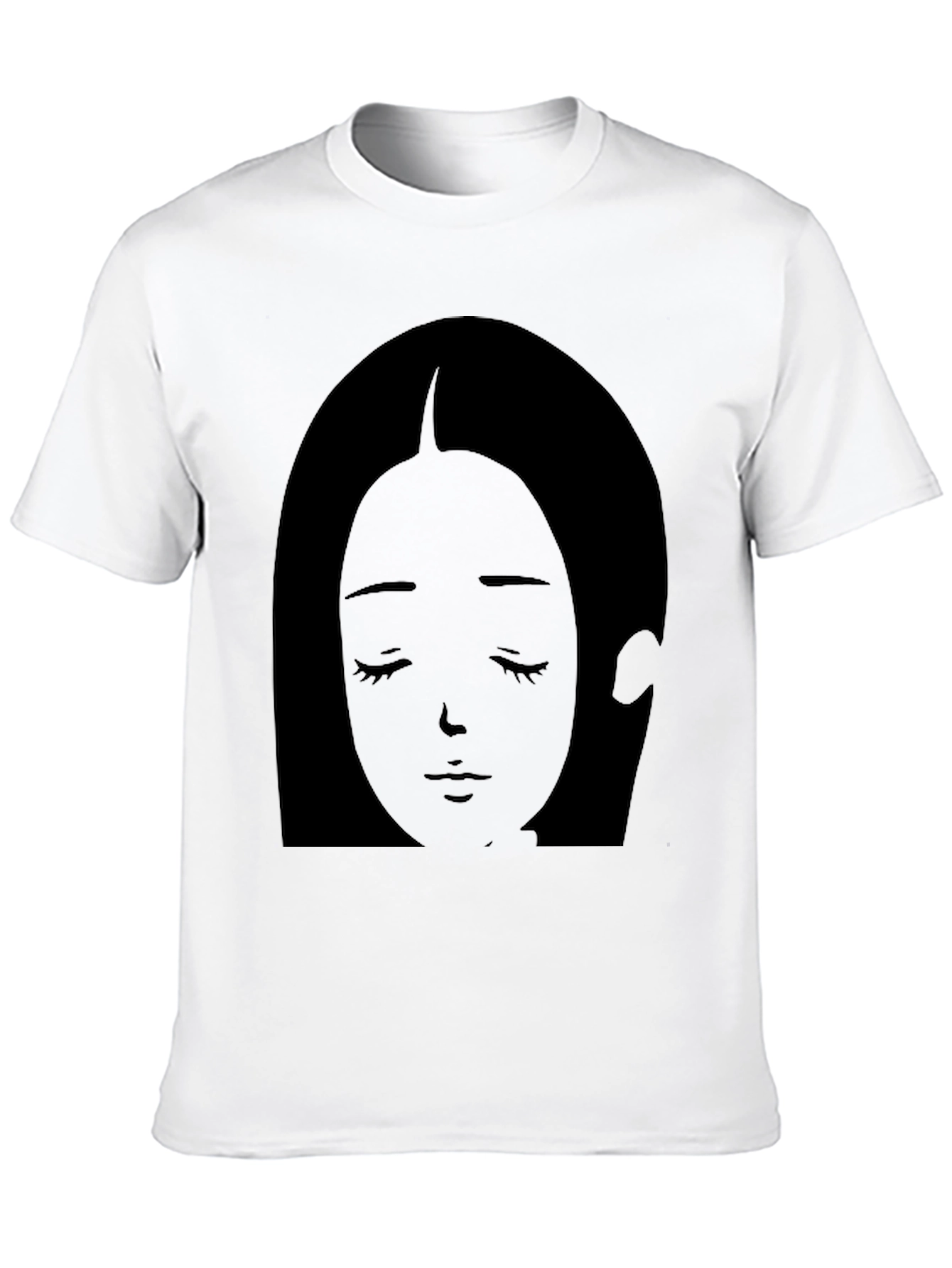 Anime Girl Graphic Tee - Soft Black Cotton T-Shirt