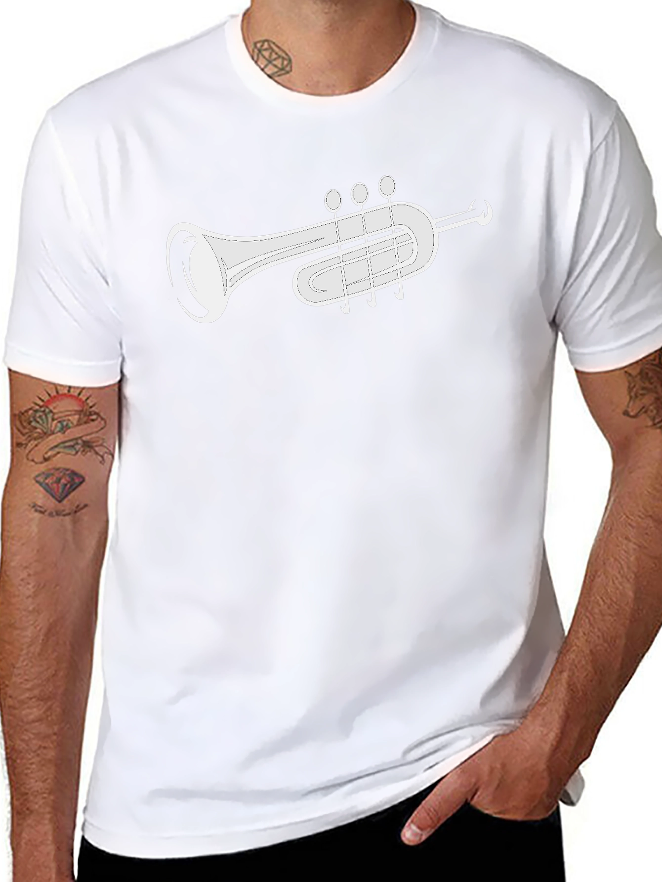 Trumpet Graphic Black T-Shirt - Musical Instrument Tee