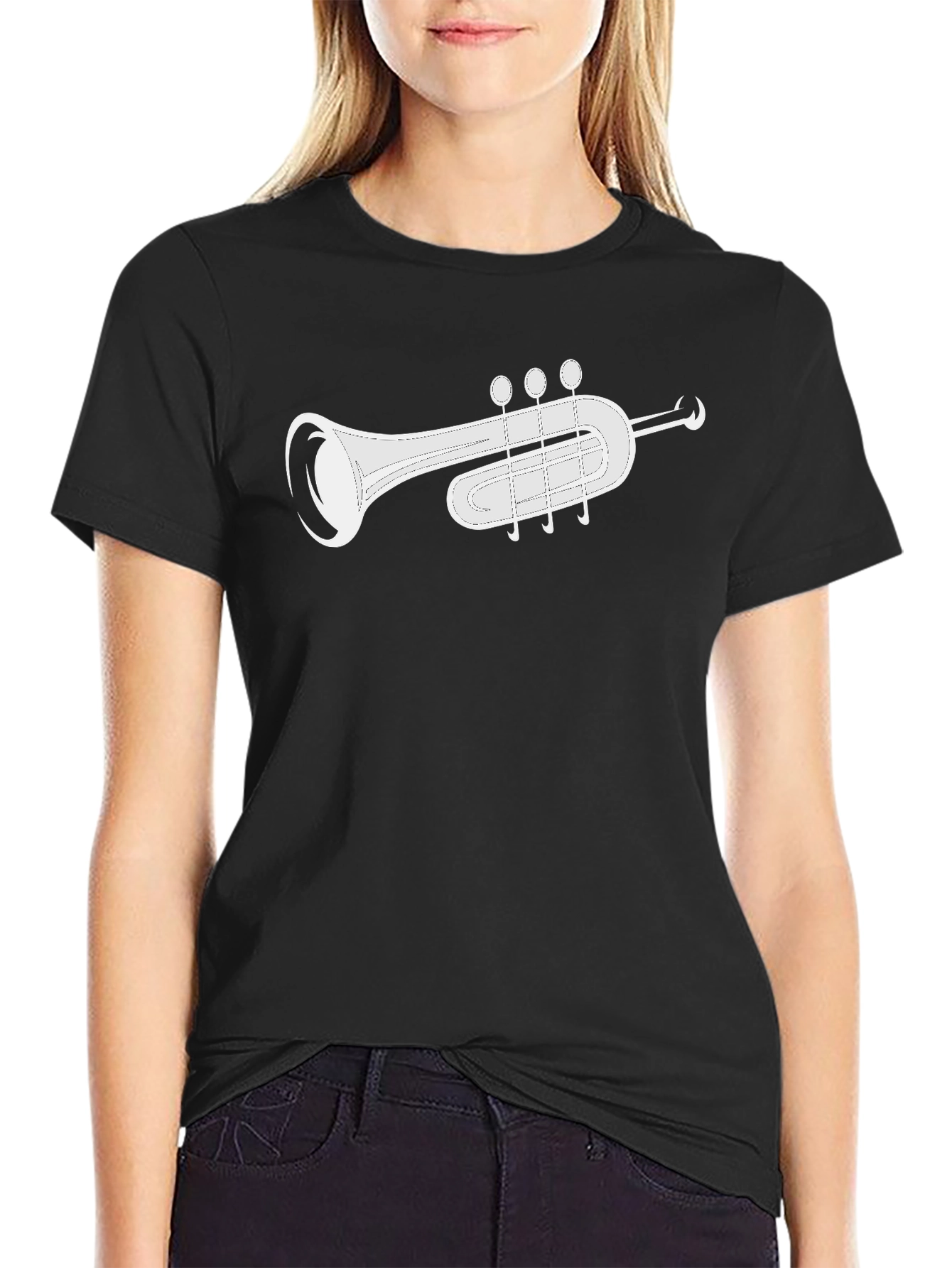 Trumpet Graphic Black T-Shirt - Musical Instrument Tee