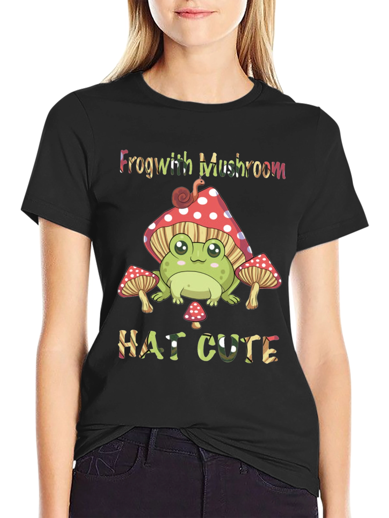 Frog with Mushroom Hat Cute T-Shirt