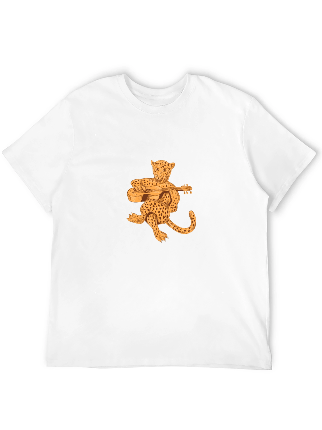 Leopard Playing Guitar Black T-Shirt