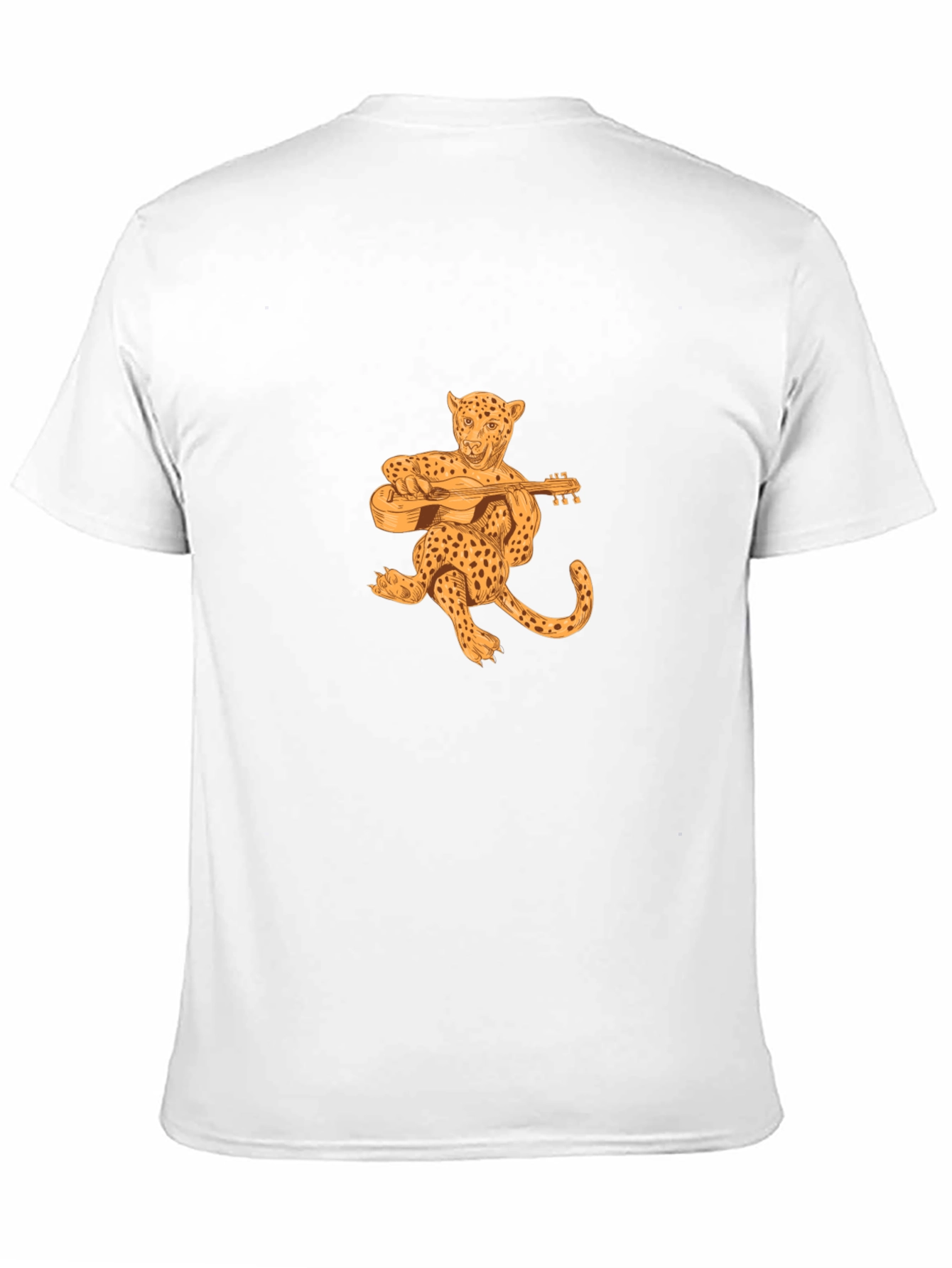 Leopard Playing Guitar Black T-Shirt