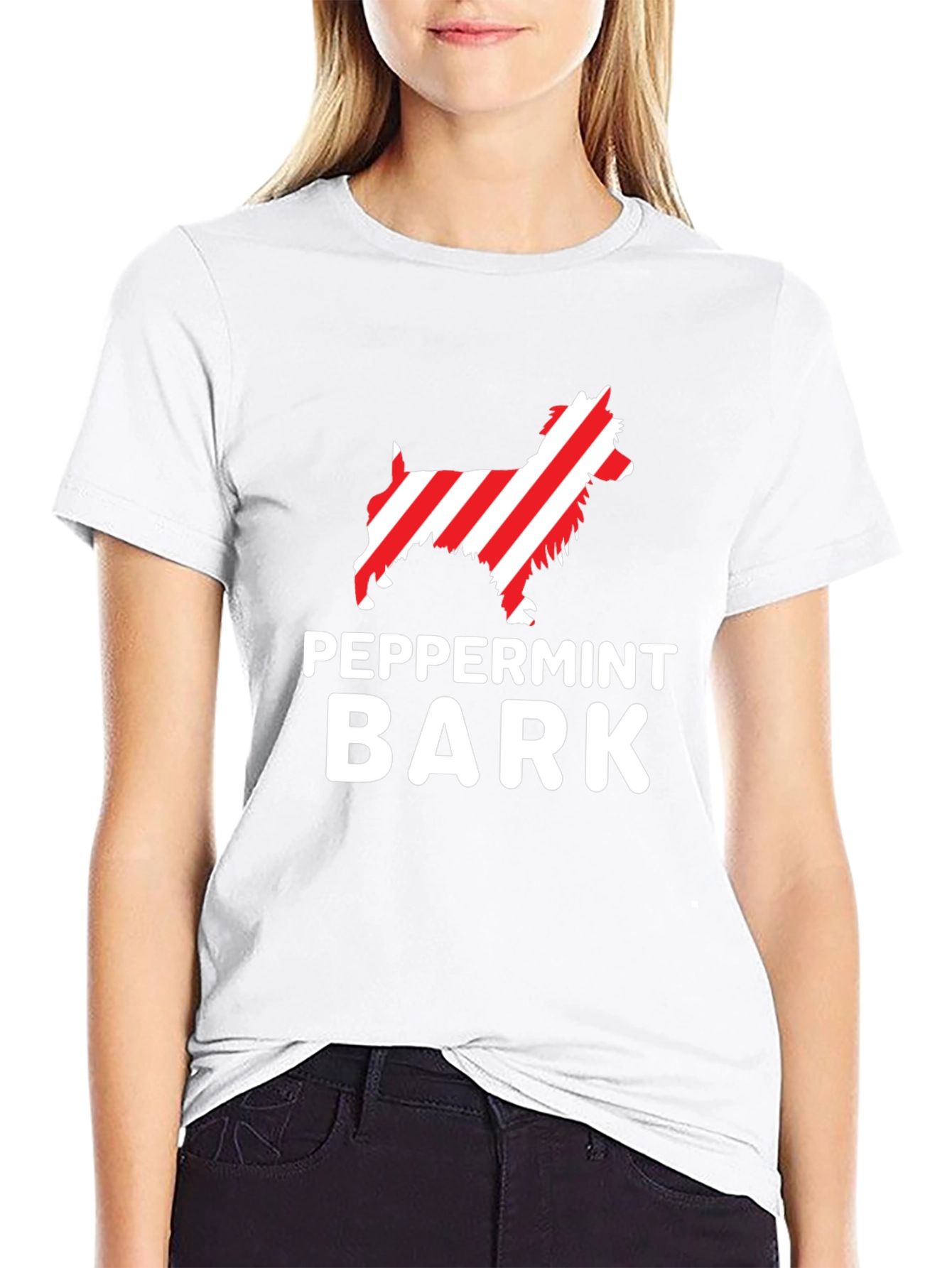 Peppermint Bark Dog Graphic Black T-Shirt