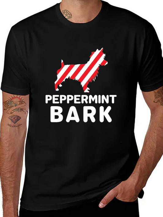 Peppermint Bark Dog Graphic Black T-Shirt