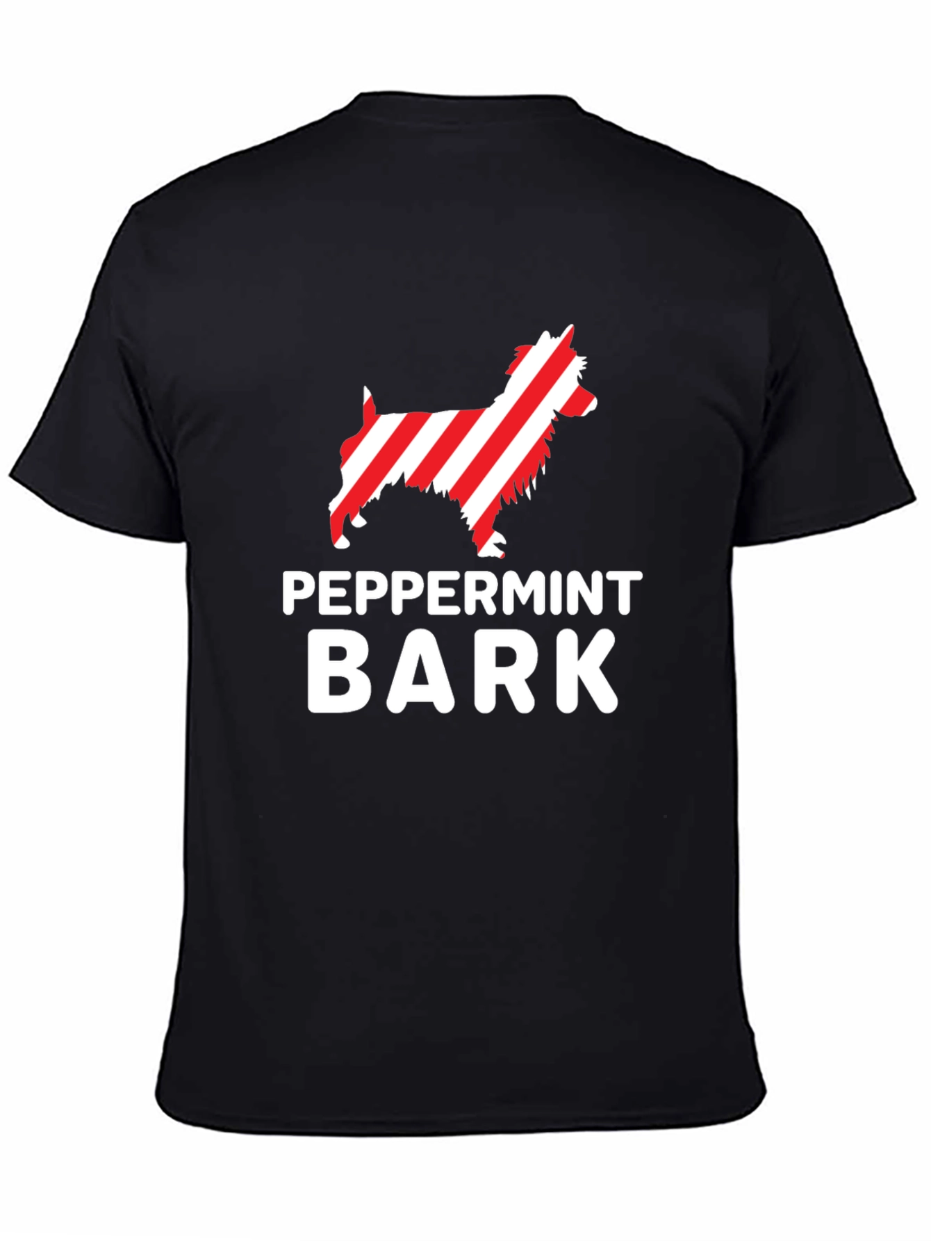 Peppermint Bark Dog Graphic Black T-Shirt