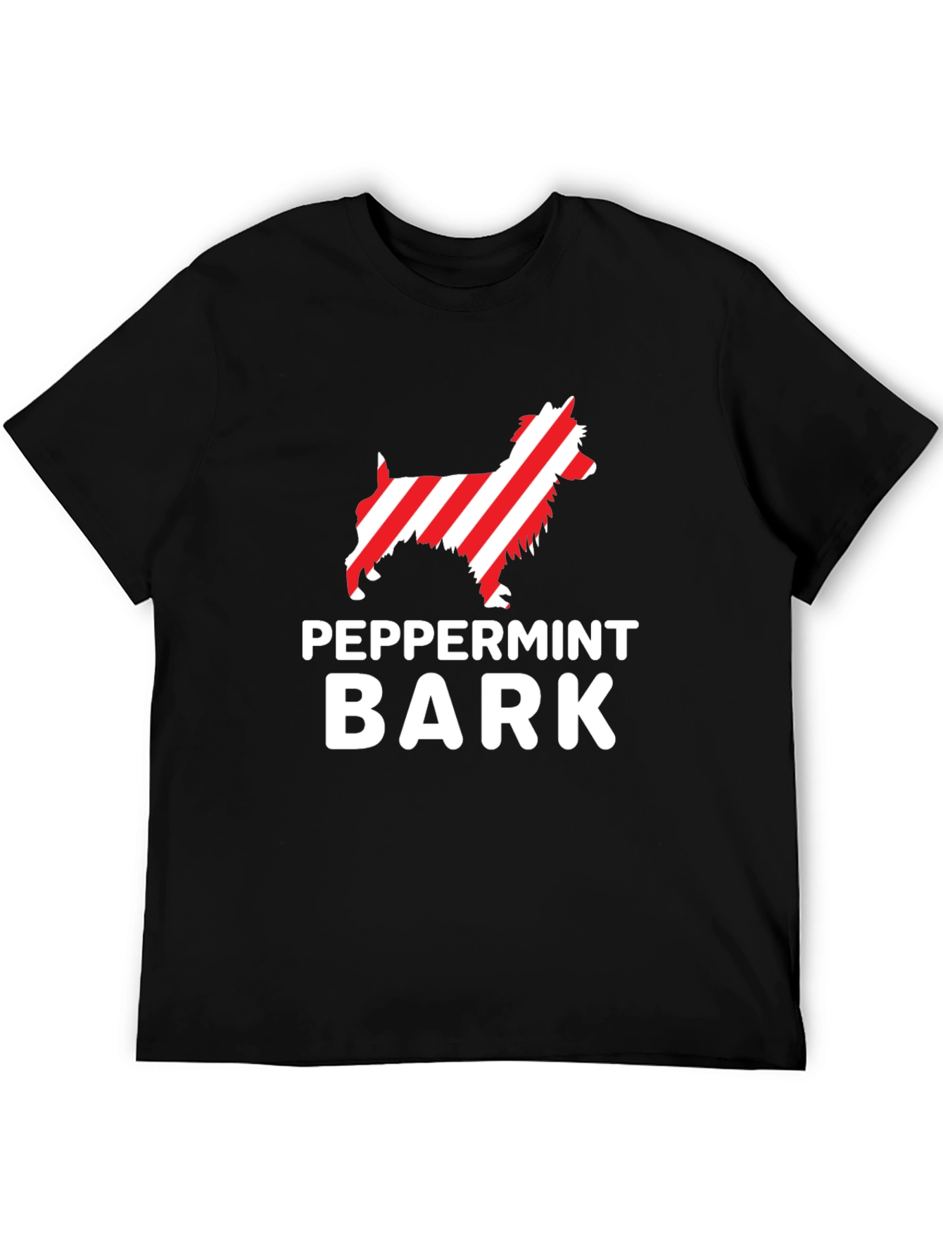 Peppermint Bark Dog Graphic Black T-Shirt