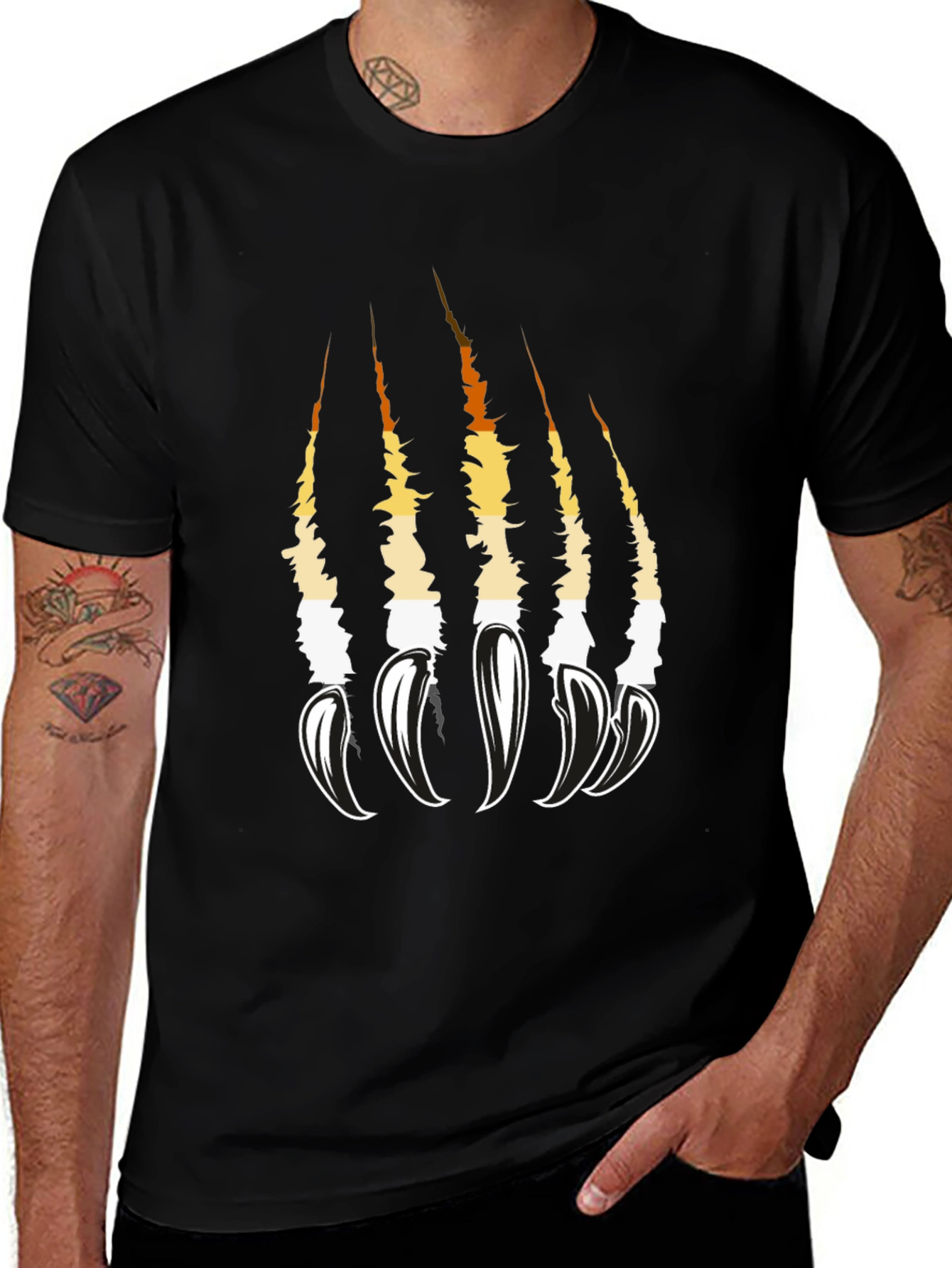 Claw Scratch Graphic Tee - Bold Black Cotton T-Shirt