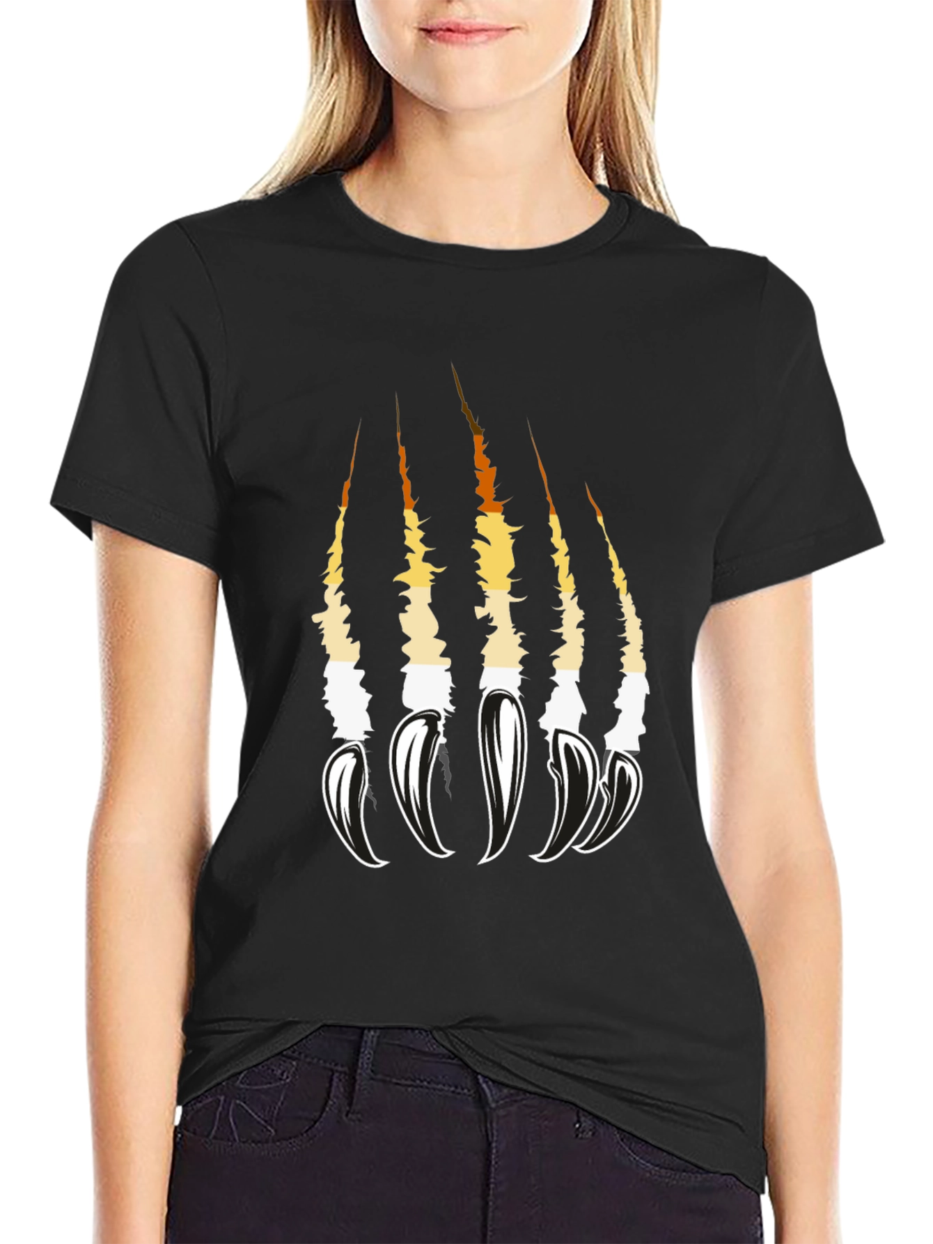 Claw Scratch Graphic Tee - Bold Black Cotton T-Shirt
