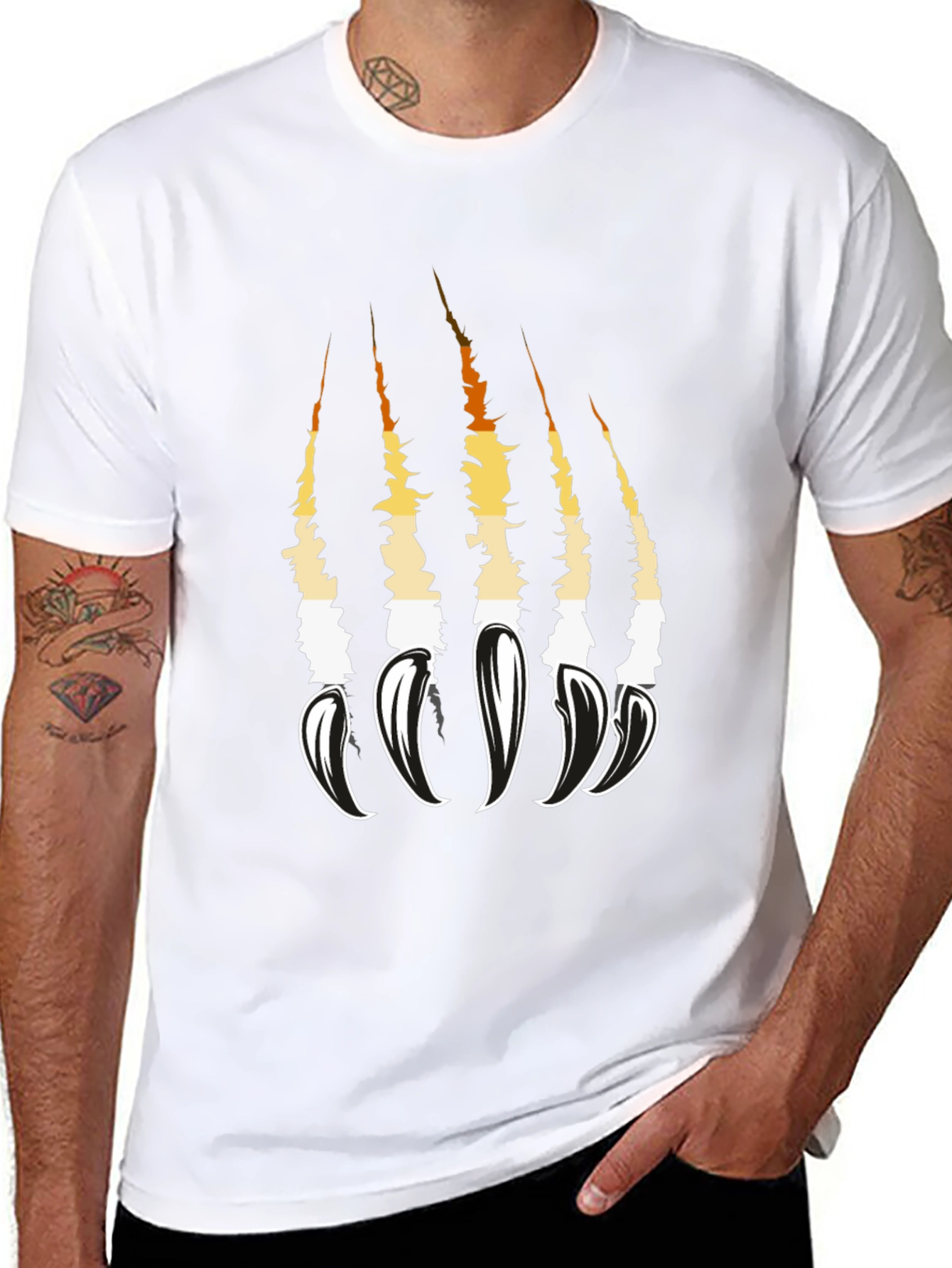 Claw Scratch Graphic Tee - Bold Black Cotton T-Shirt