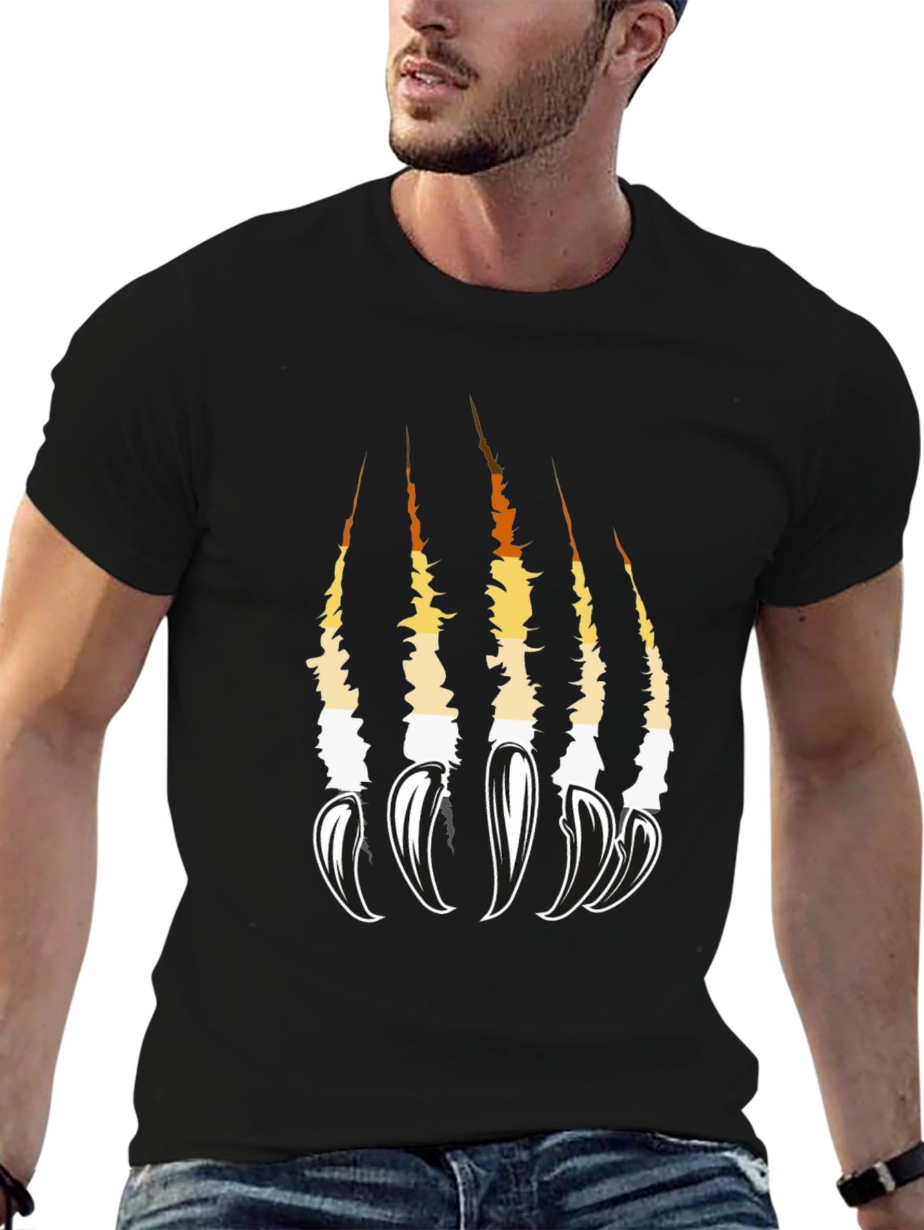 Claw Scratch Graphic Tee - Bold Black Cotton T-Shirt