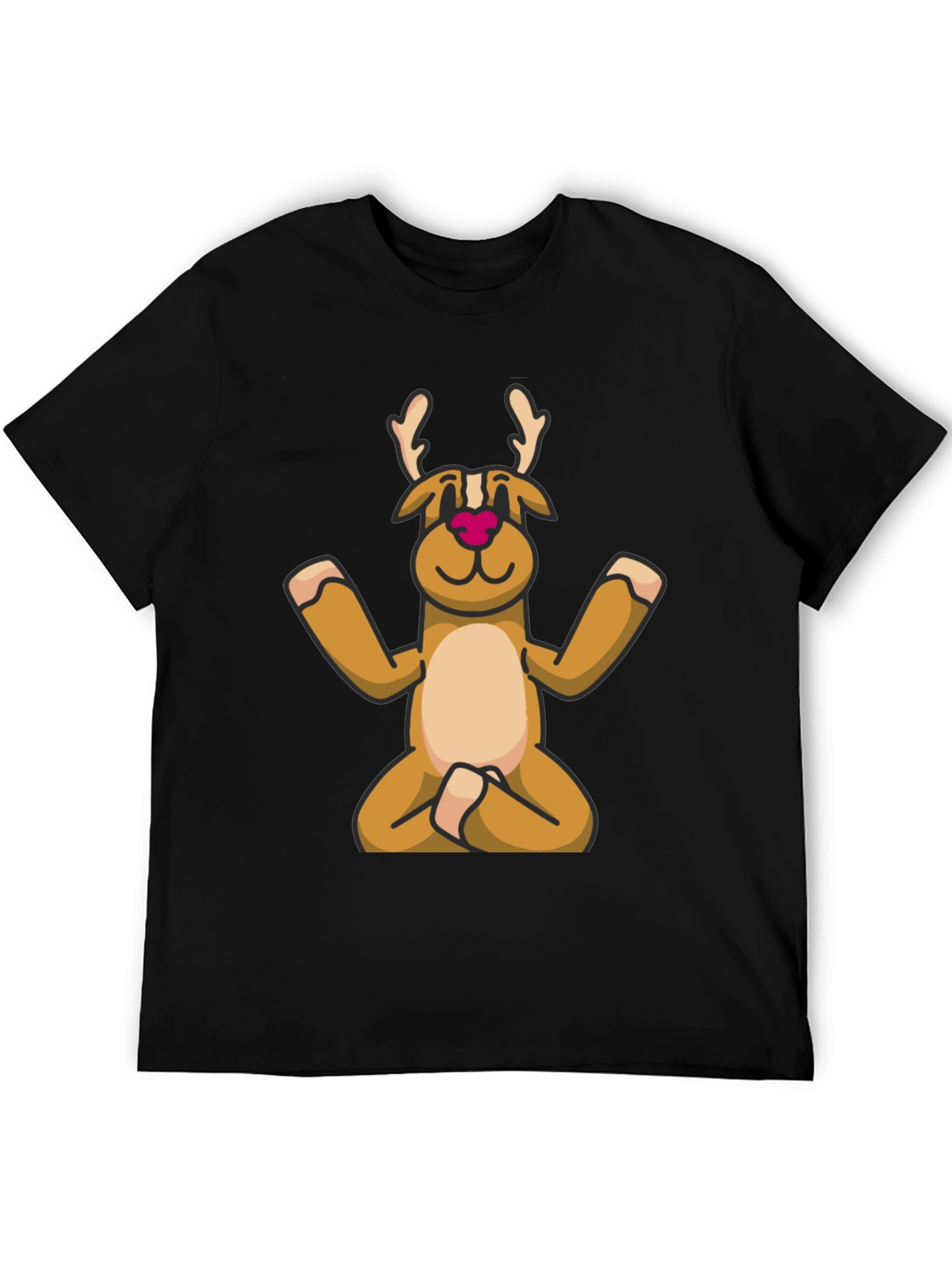 Yoga Reindeer T-Shirt - Festive Meditating Deer Tee