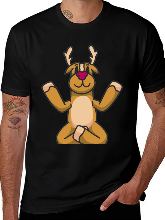 Yoga Reindeer T-Shirt - Festive Meditating Deer Tee