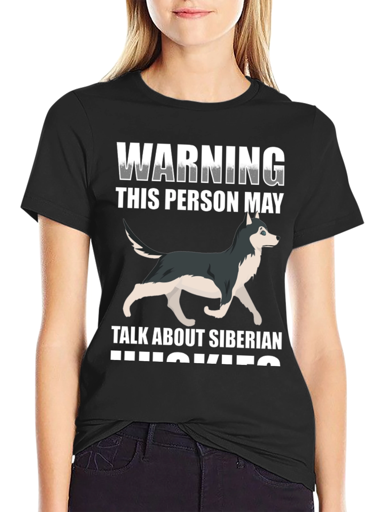 Siberian Husky Warning Graphic T-Shirt