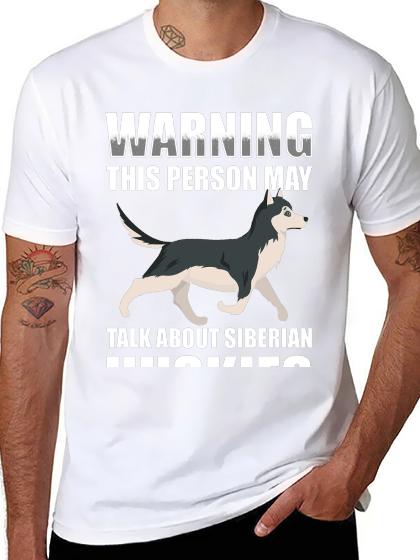 Siberian Husky Warning Graphic T-Shirt