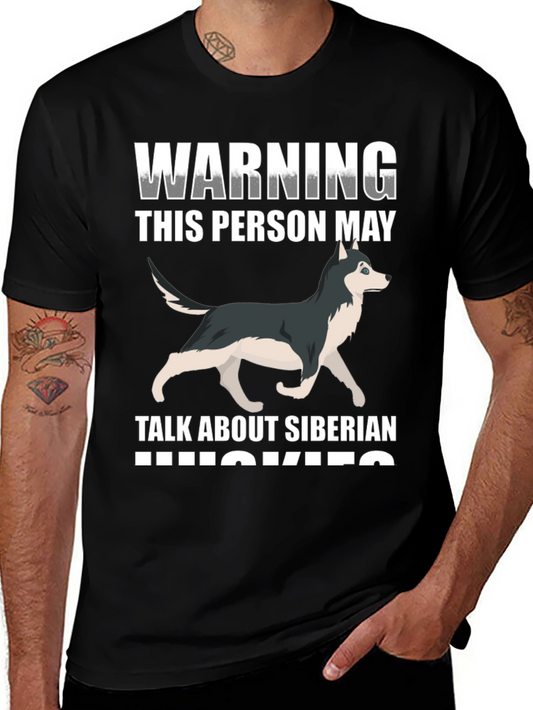 Siberian Husky Warning Graphic T-Shirt