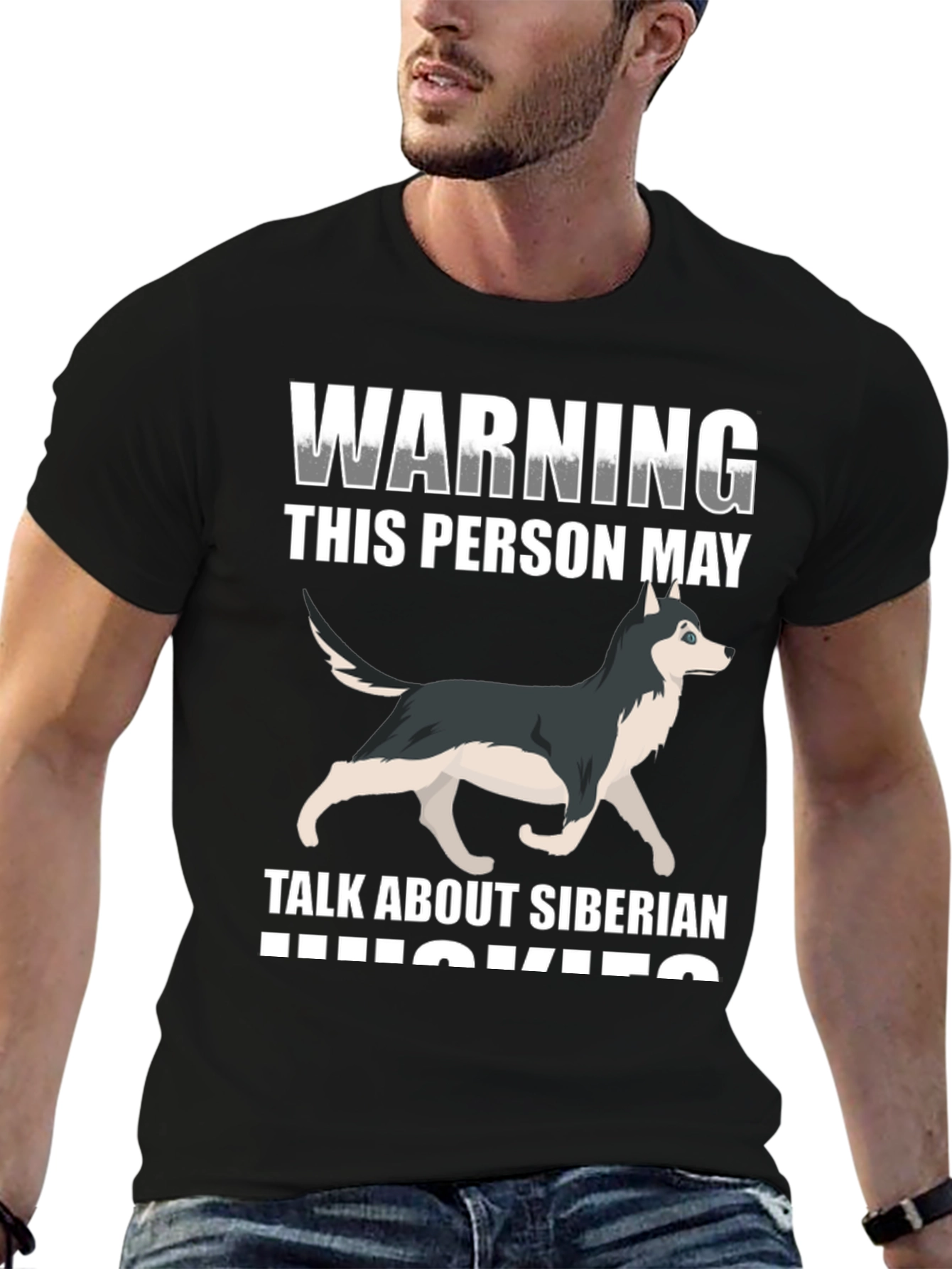 Siberian Husky Warning Graphic T-Shirt
