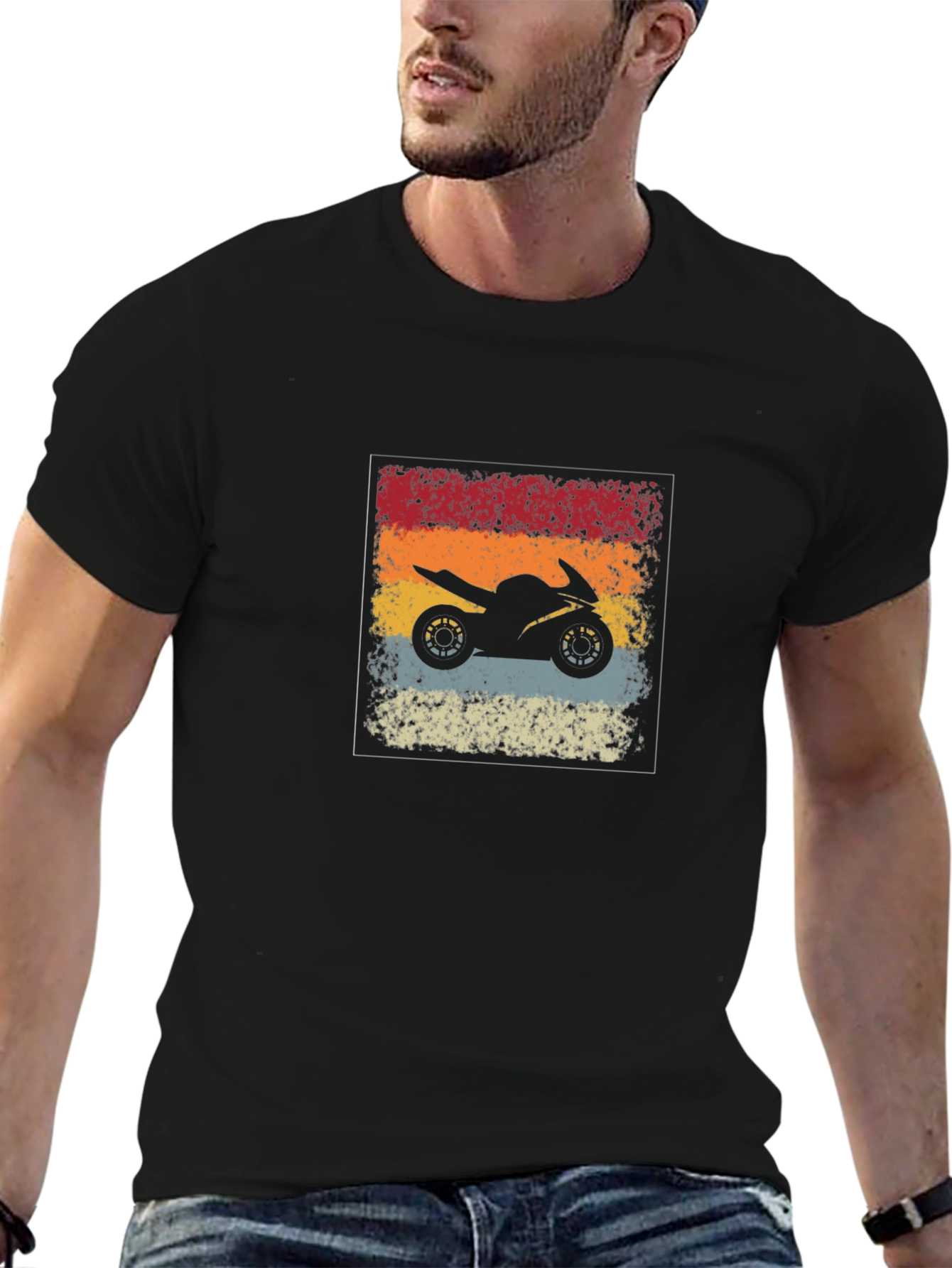Retro Motorcycle Graphic Tee - Rider Style