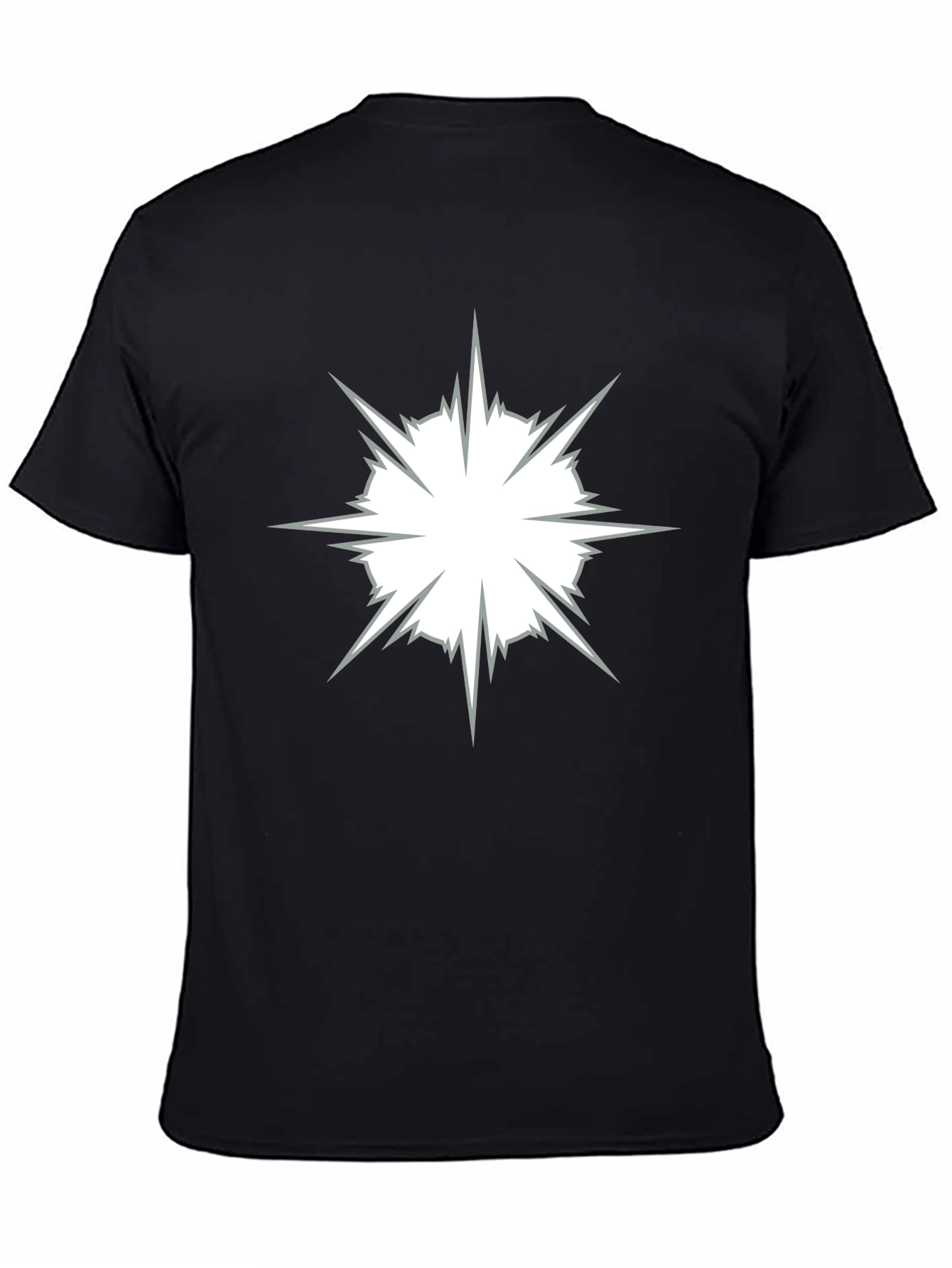 Black T-Shirt with Star Burst Design