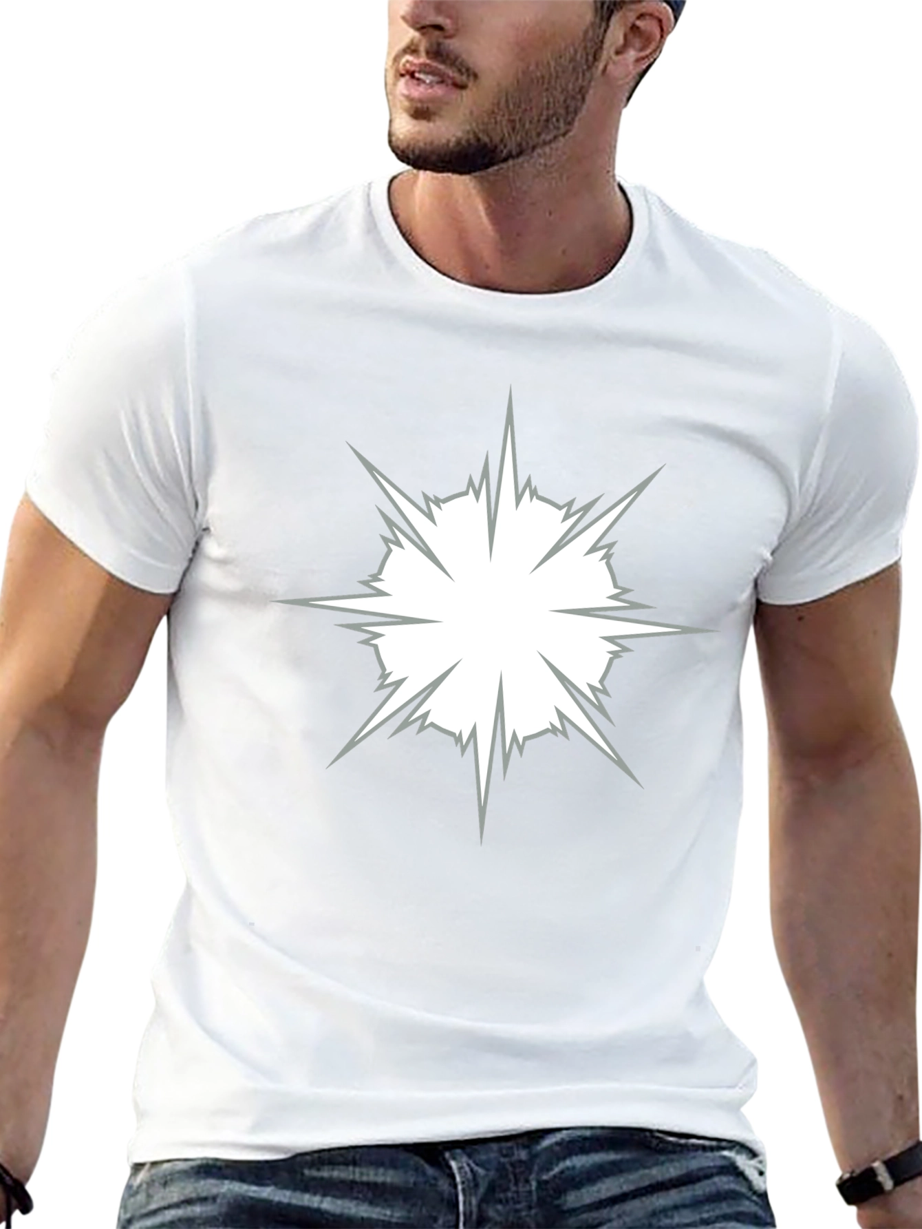 Black T-Shirt with Star Burst Design