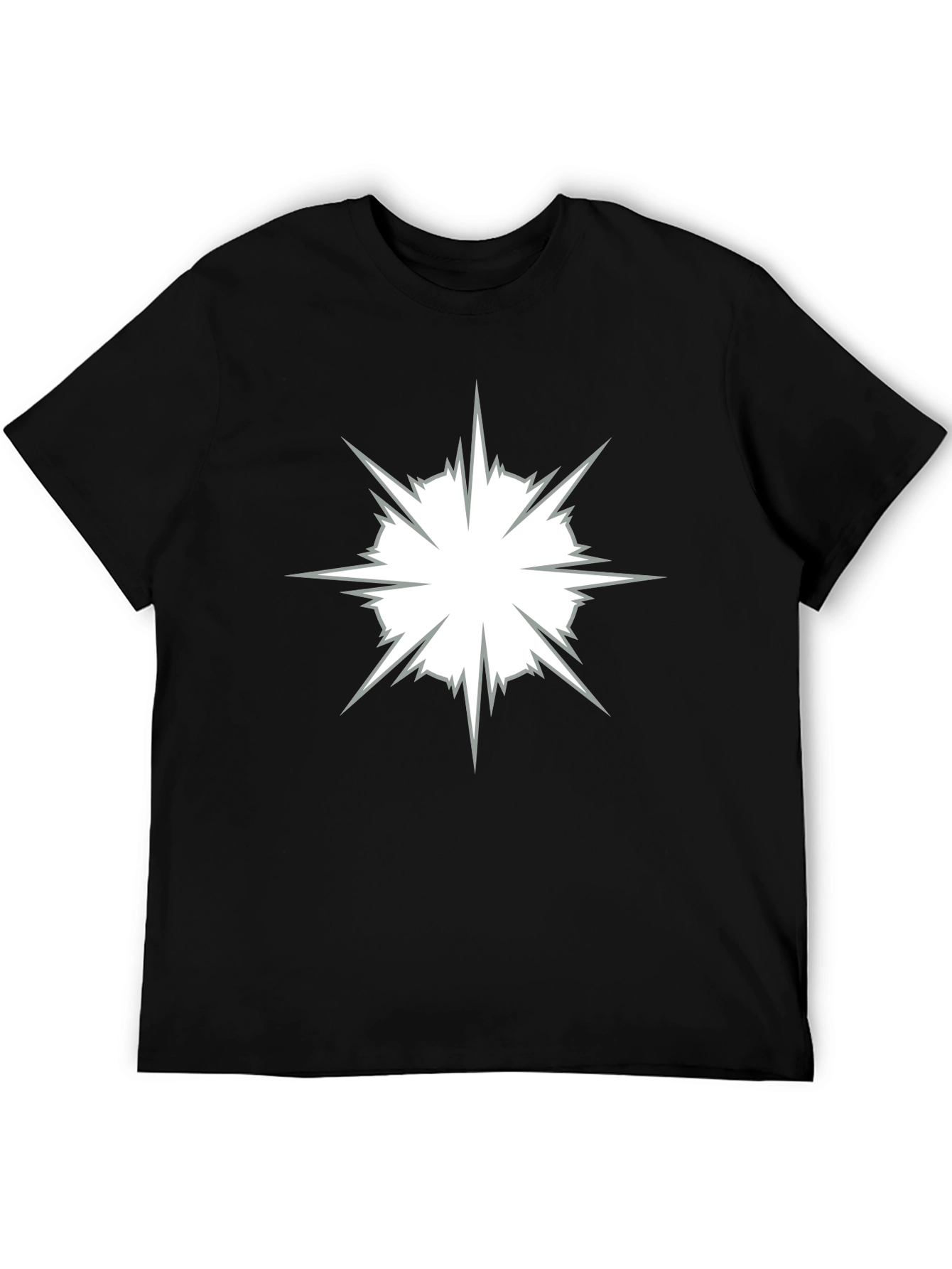 Black T-Shirt with Star Burst Design