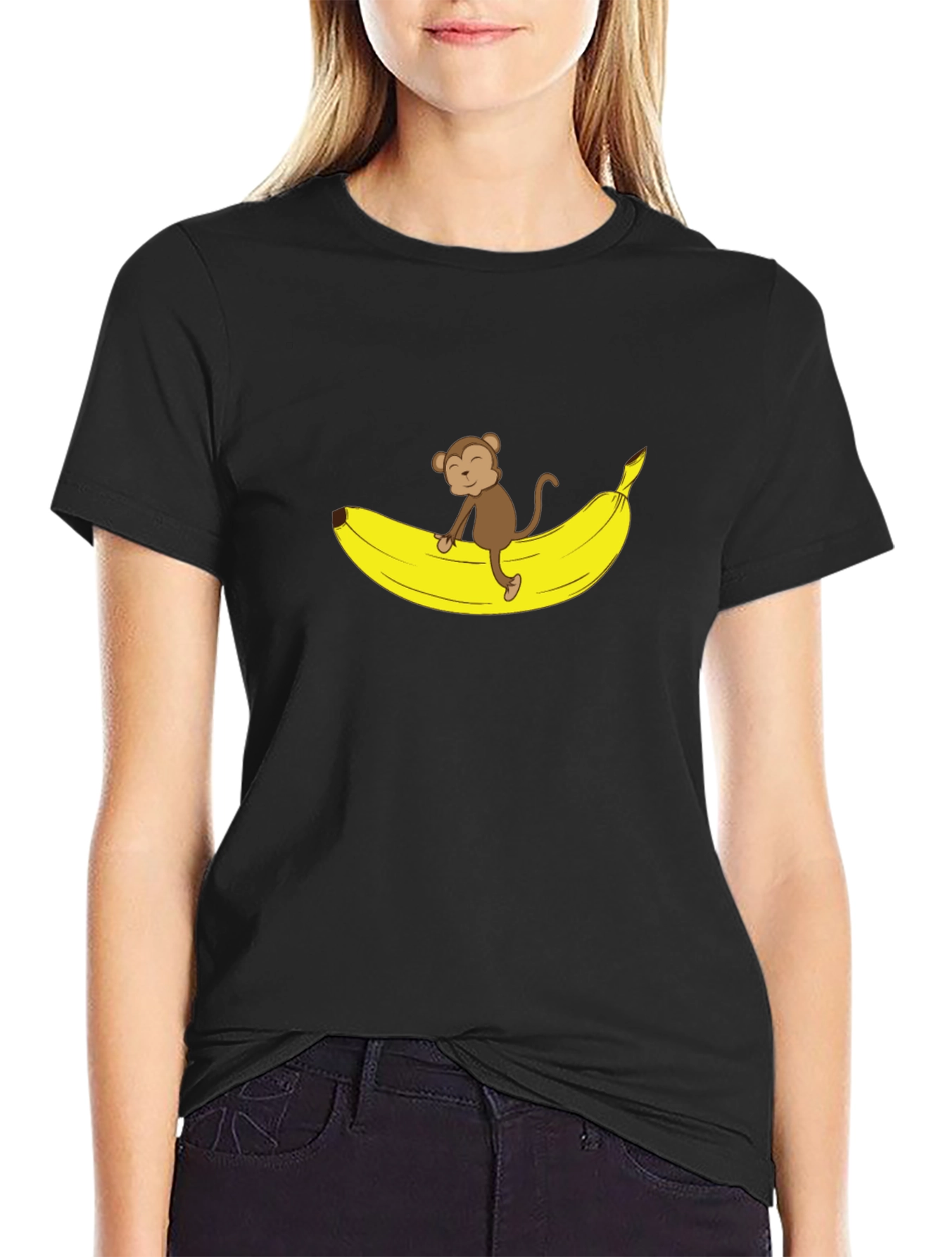 Monkey Banana Graphic T-Shirt - Black