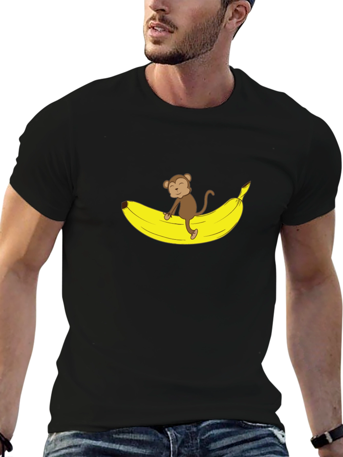 Monkey Banana Graphic T-Shirt - Black