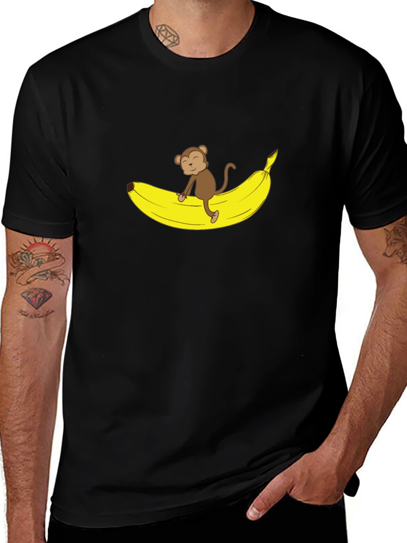 Monkey Banana Graphic T-Shirt - Black