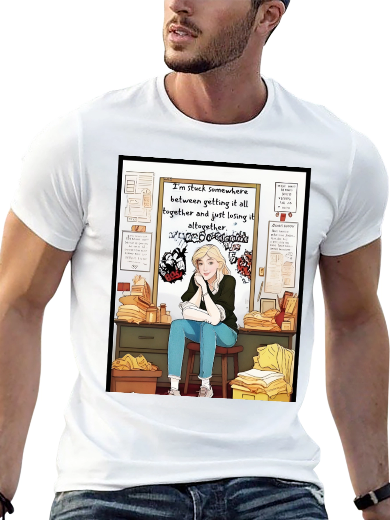 Stuck Between T-Shirt - Expressive Graphic Tee