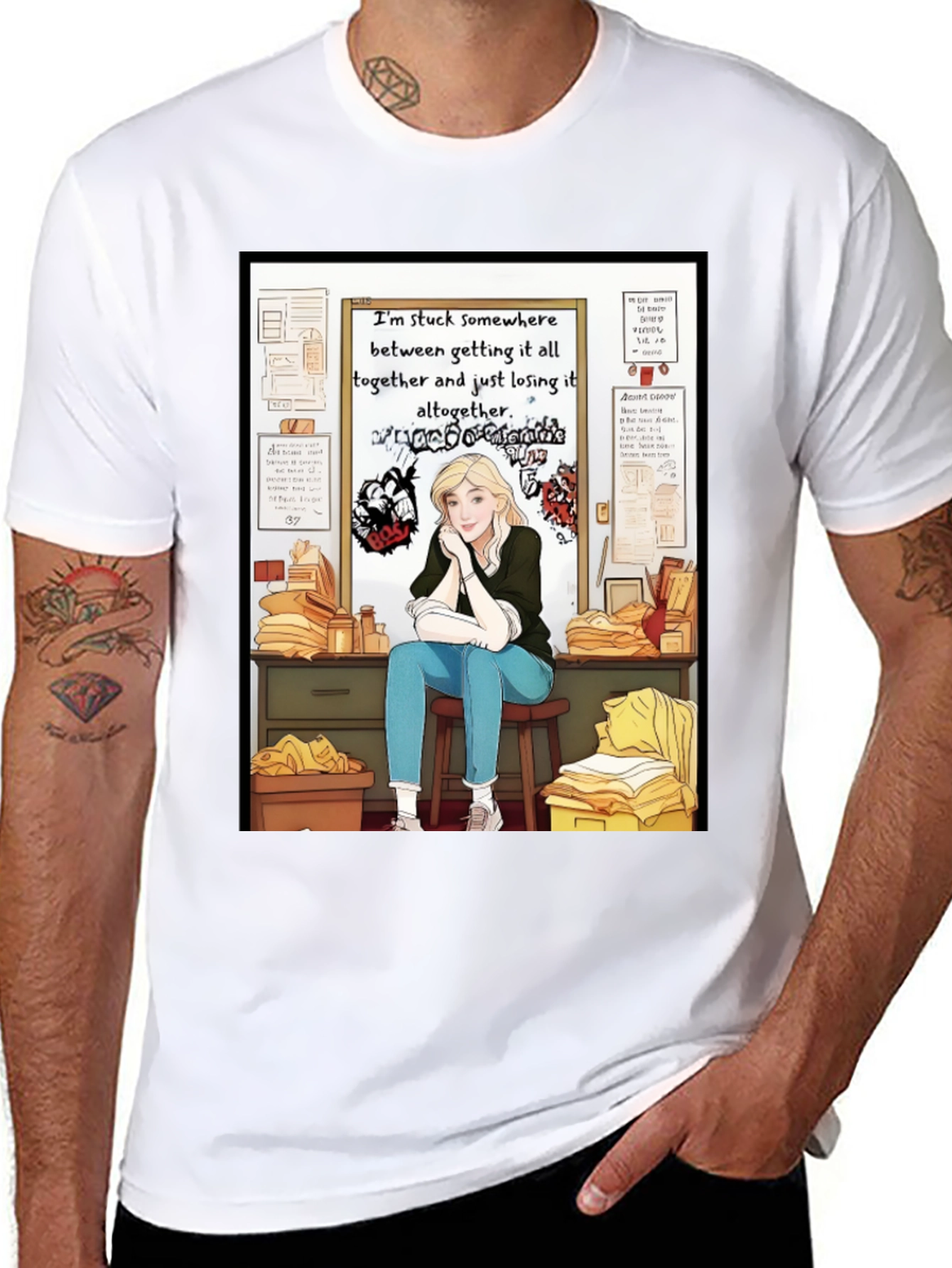 Stuck Between T-Shirt - Expressive Graphic Tee