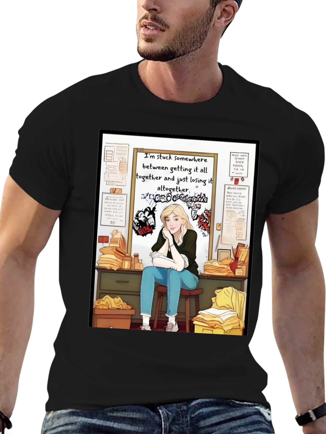 Stuck Between T-Shirt - Expressive Graphic Tee