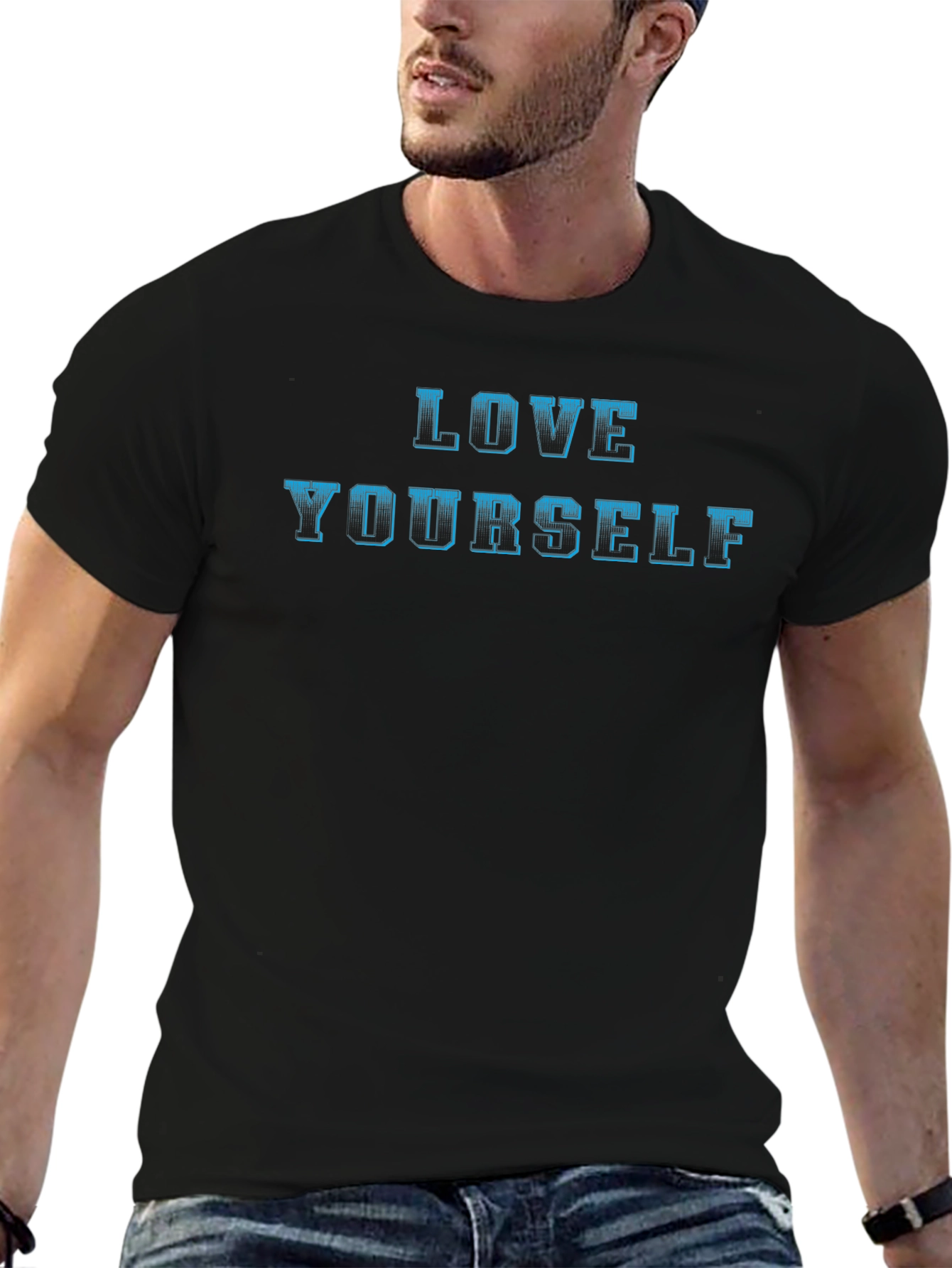 Love Yourself Graphic Tee - Black Cotton Comfort