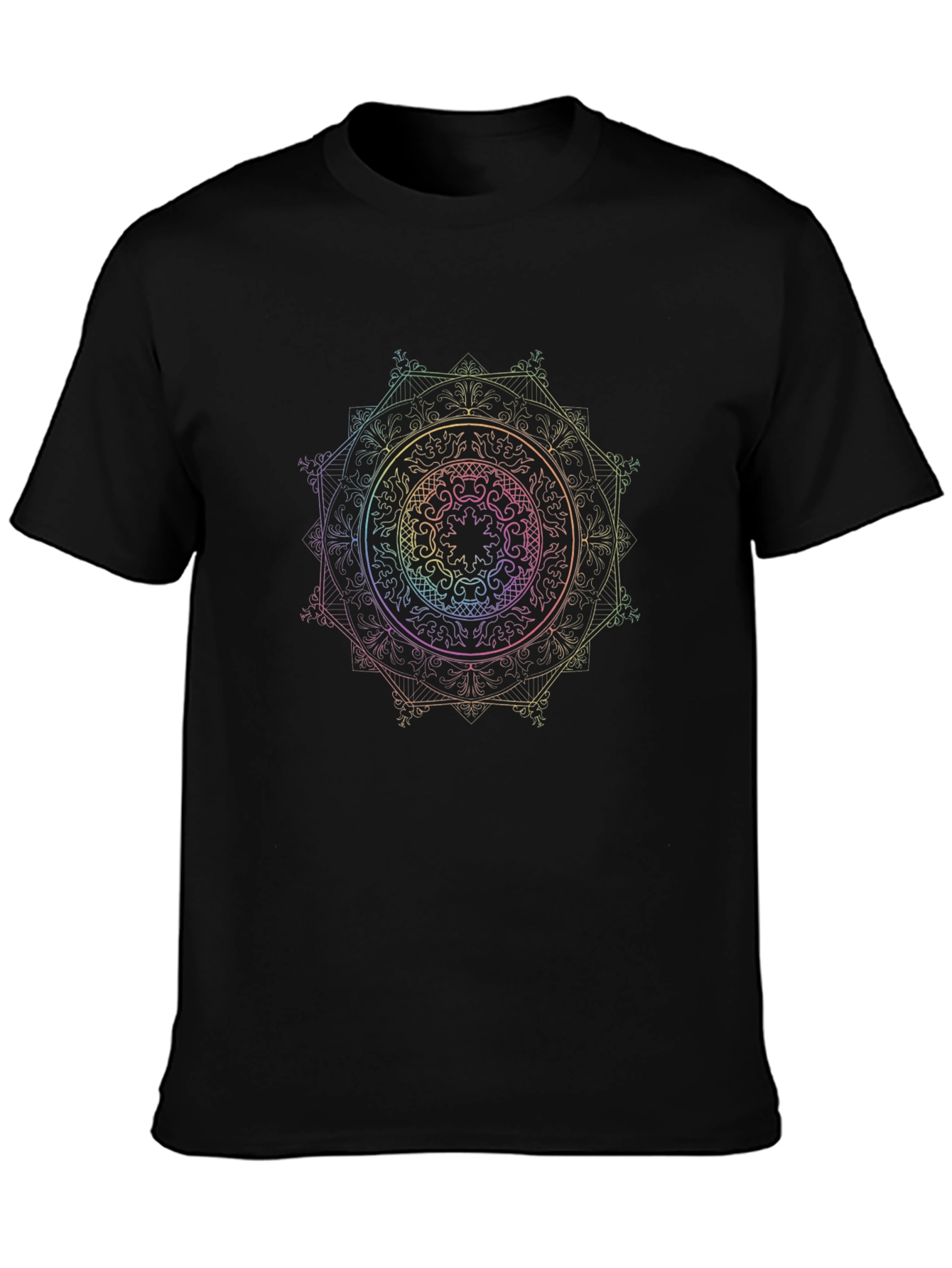 Rainbow Mandala Graphic Black T-Shirt