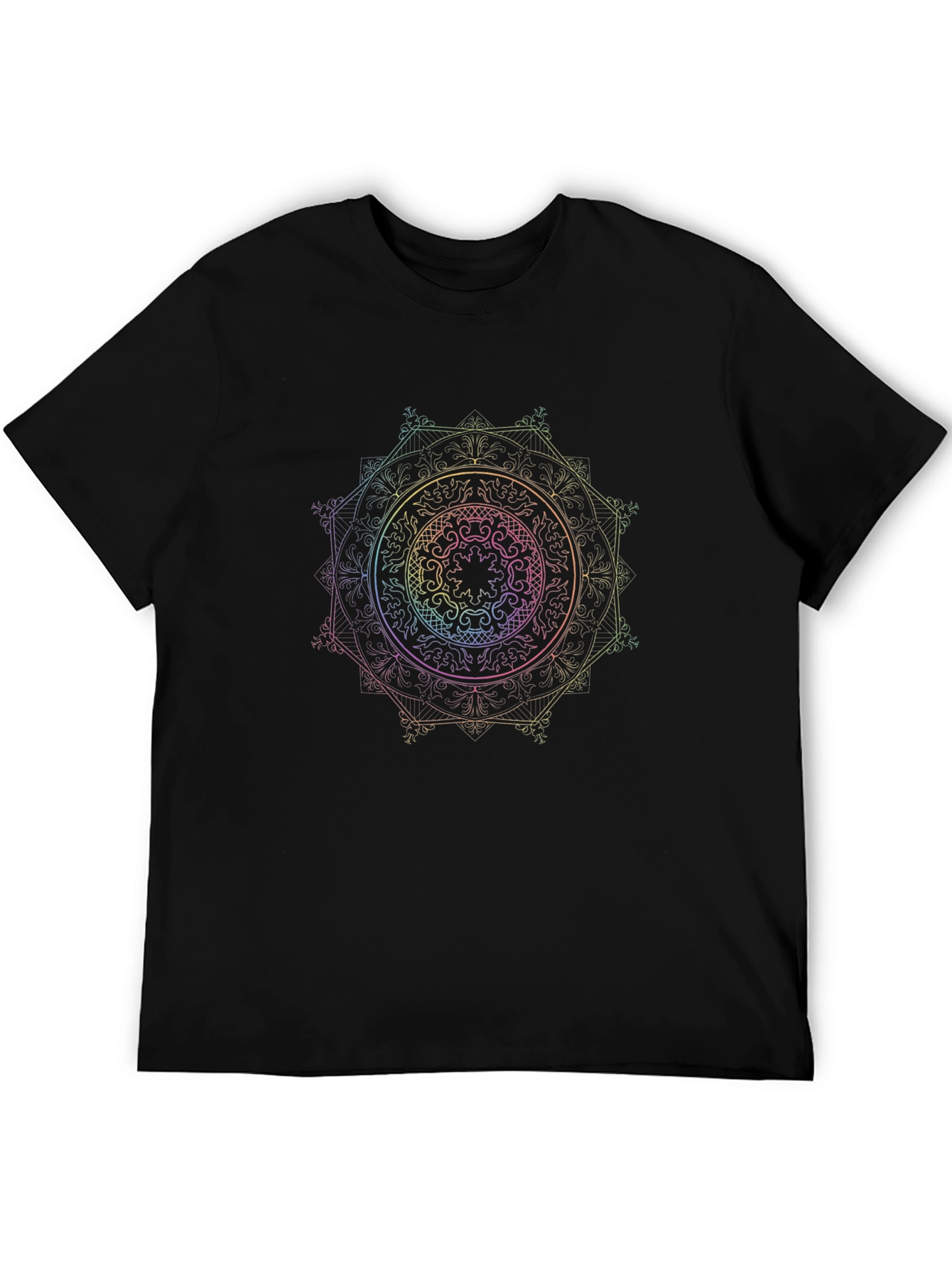 Rainbow Mandala Graphic Black T-Shirt