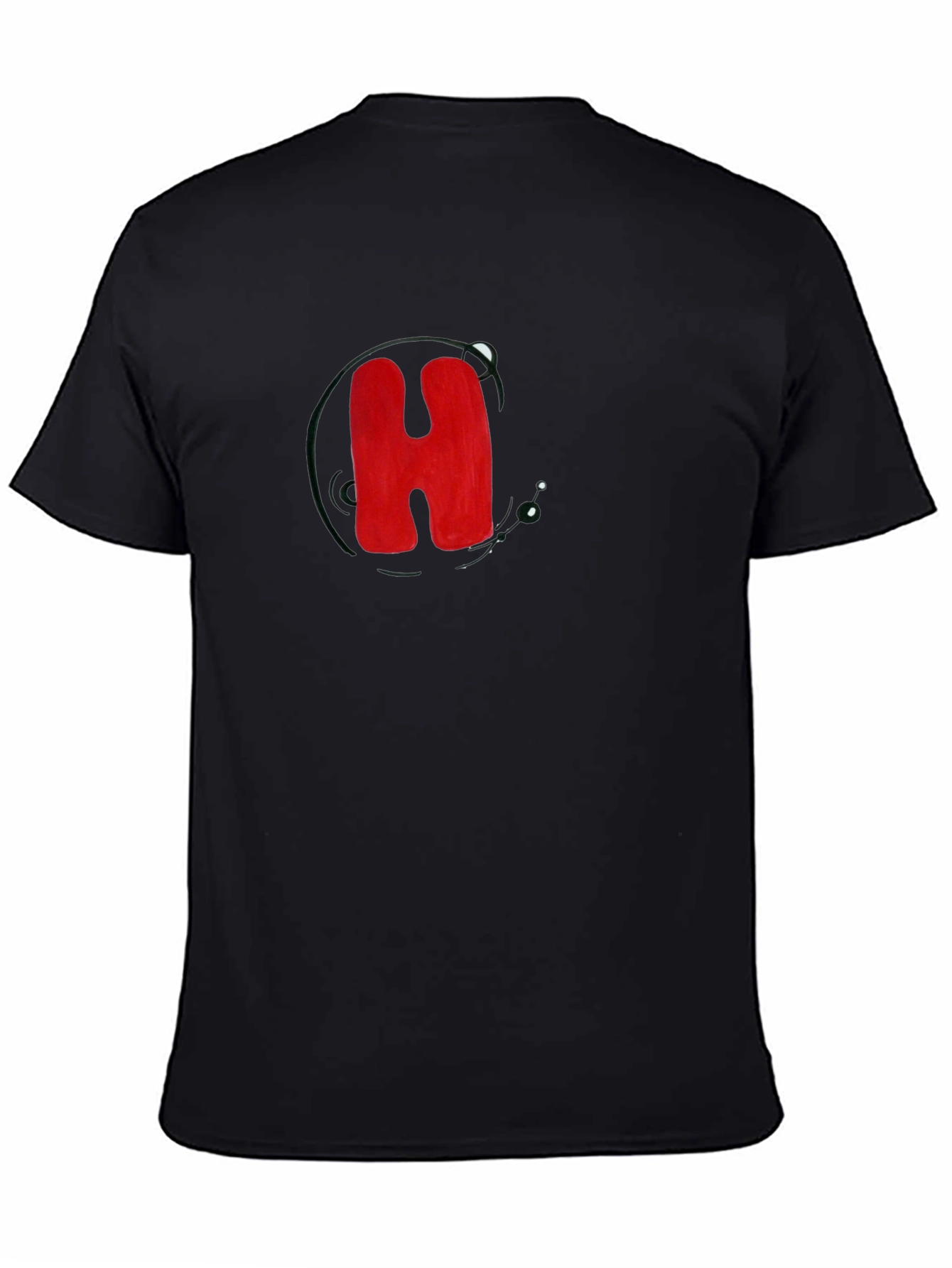 Black T-Shirt with Bold Red H Design
