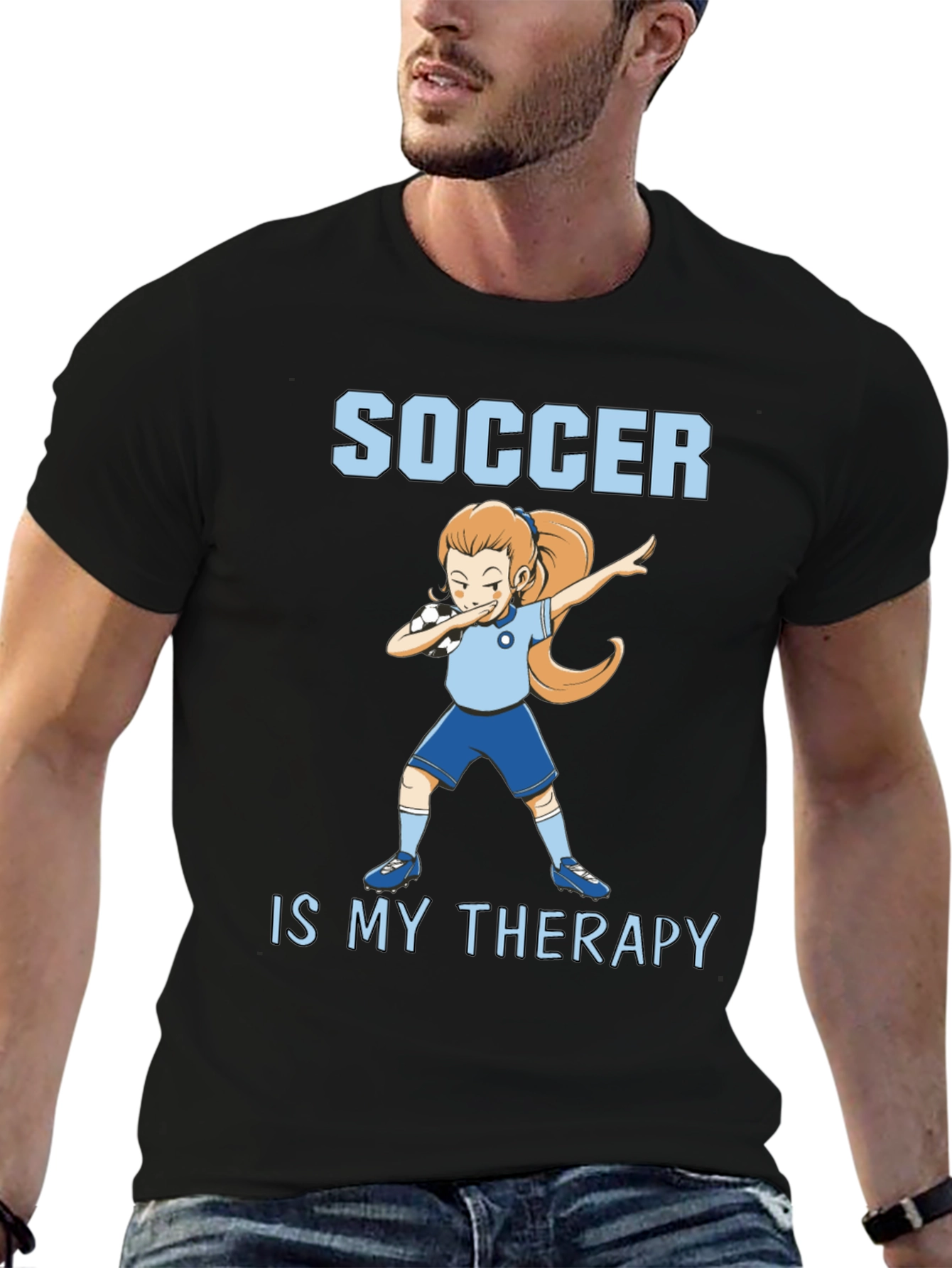 Soccer Is My Therapy T-Shirt - Black Graphic Tee