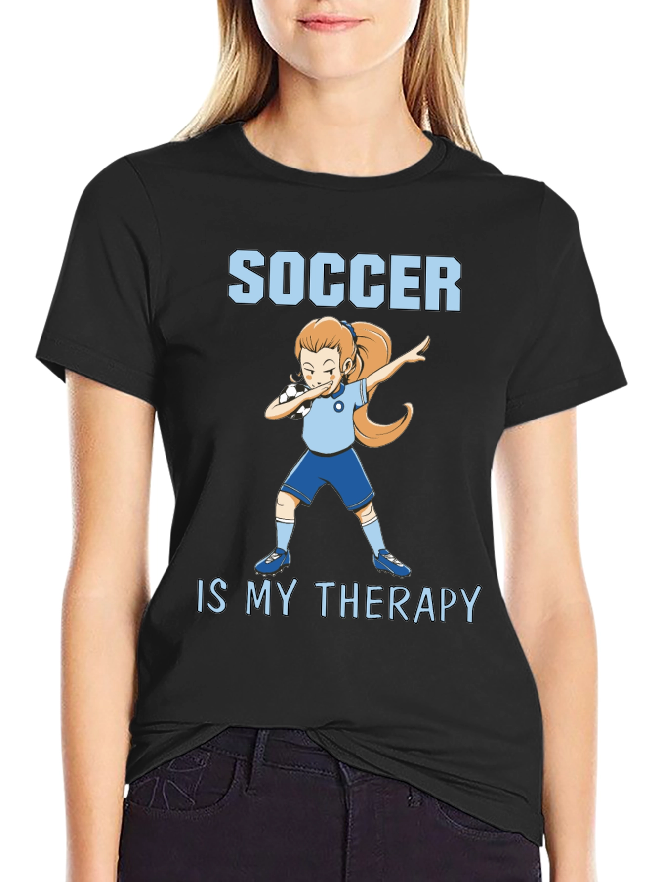 Soccer Is My Therapy T-Shirt - Black Graphic Tee