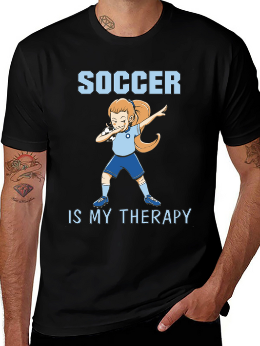 Soccer Is My Therapy T-Shirt - Black Graphic Tee