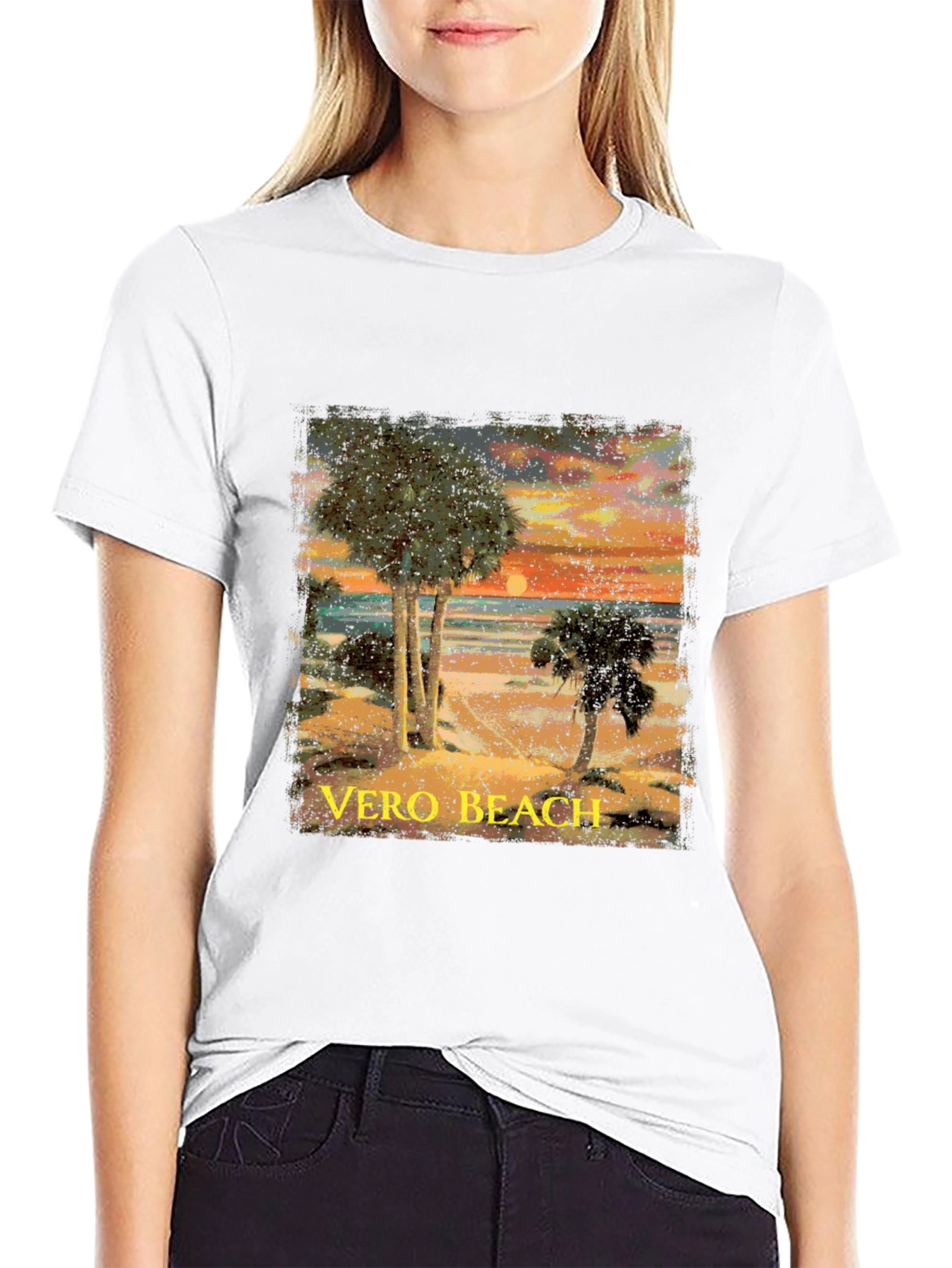 Vero Beach Sunset Graphic T-Shirt - Black